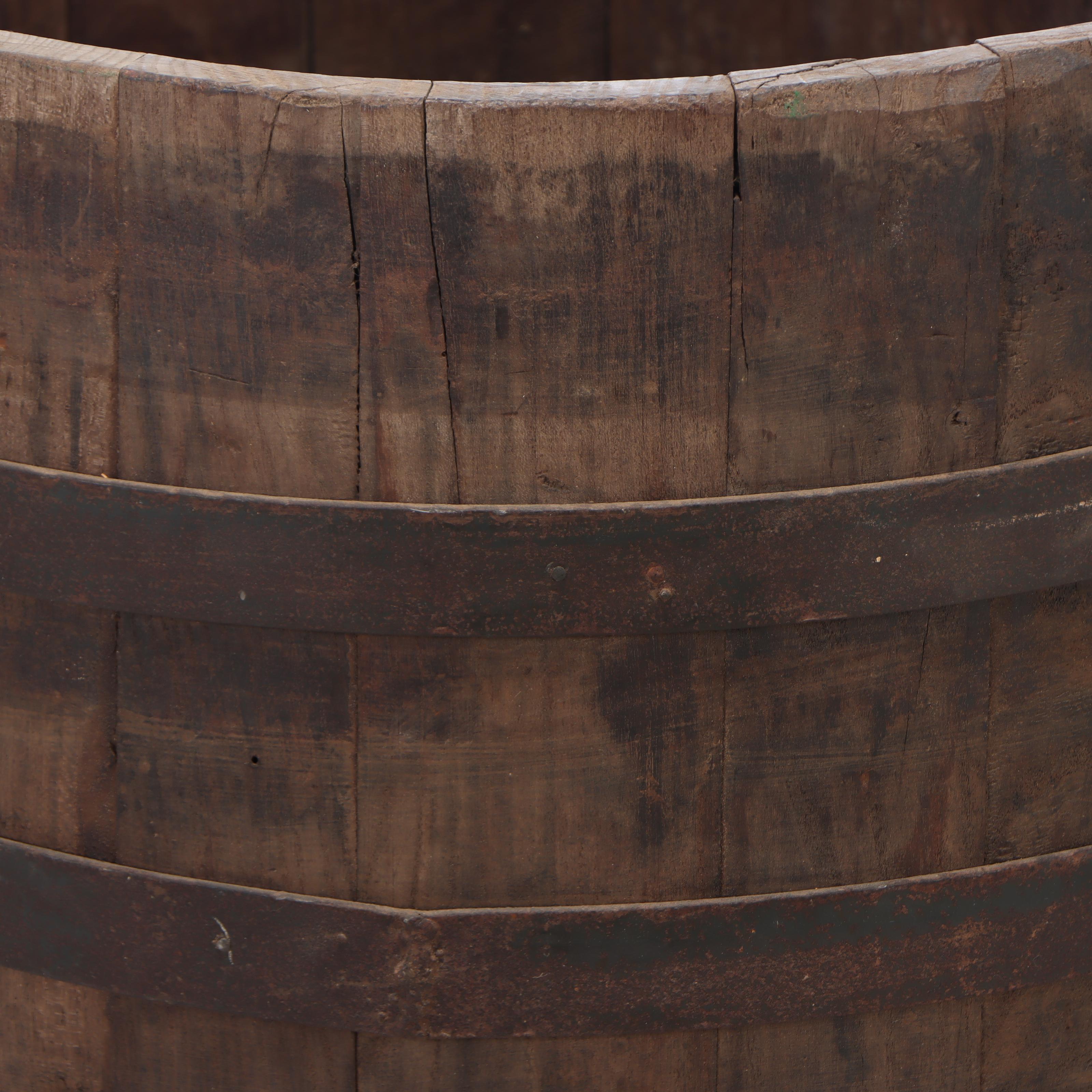 Primitive Metal Banded Wood Stave Pail, 19th Century
