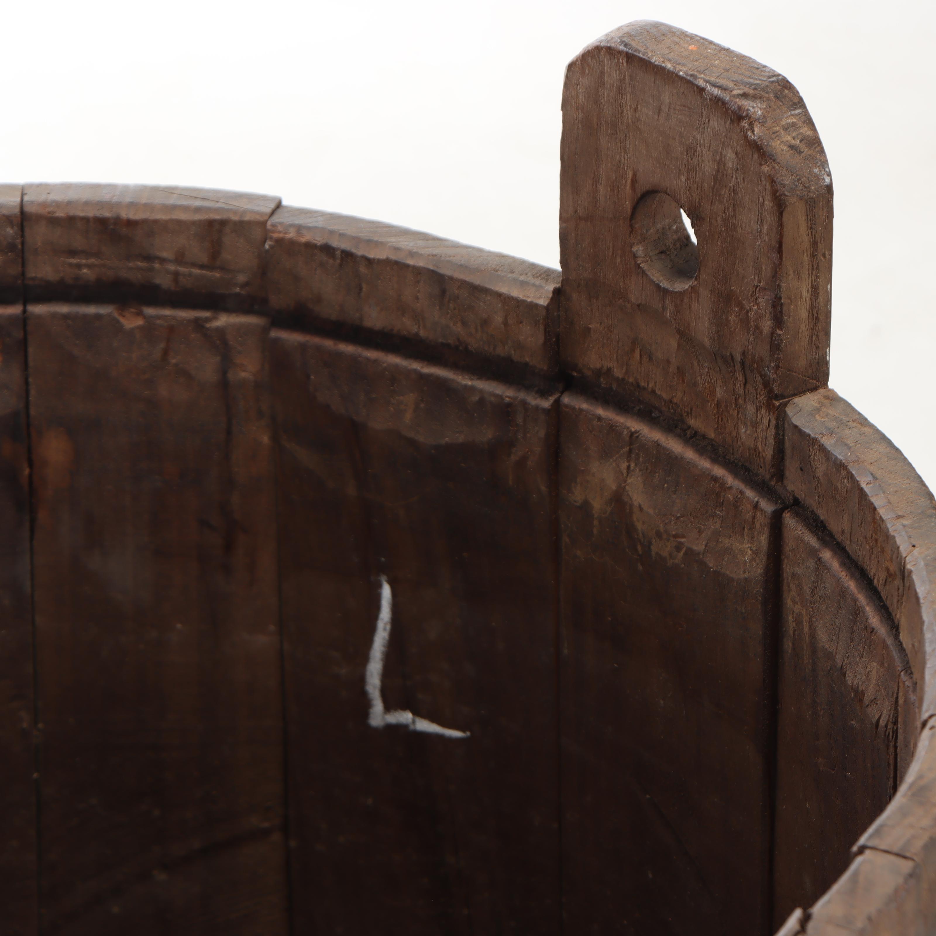 Primitive Metal Banded Wood Stave Pail, 19th Century