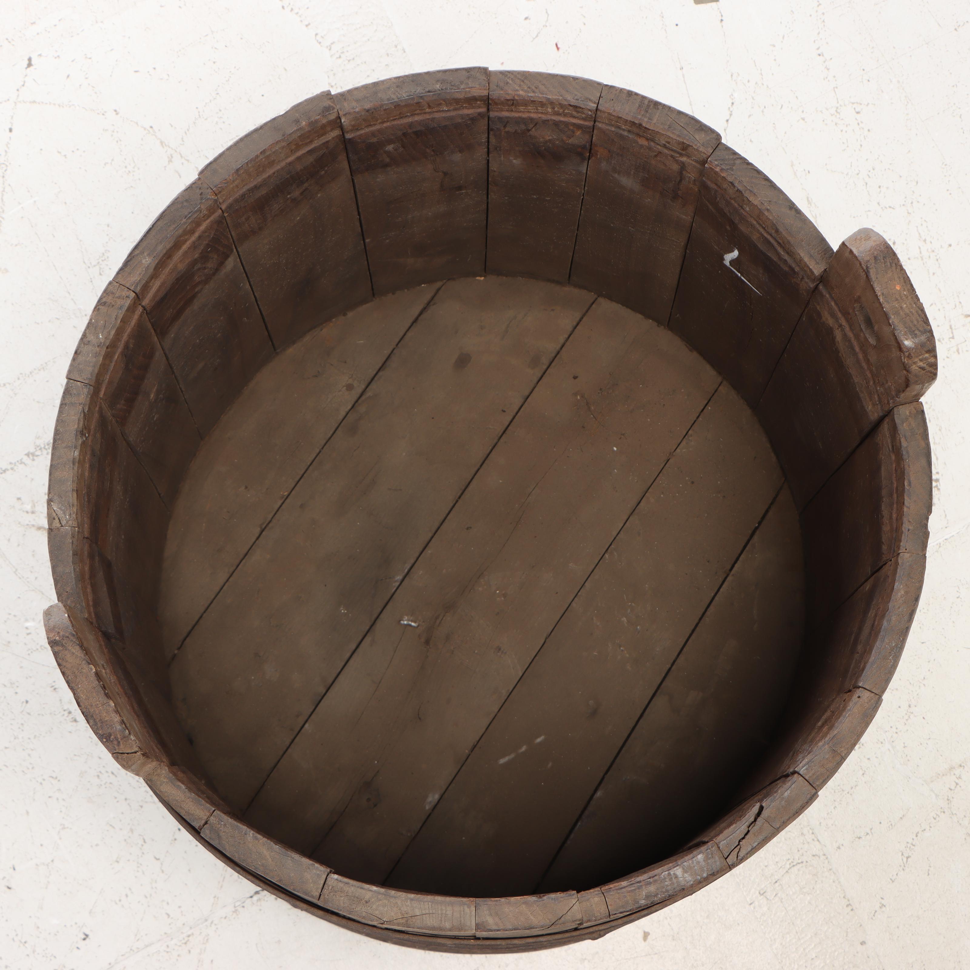 Primitive Metal Banded Wood Stave Pail, 19th Century
