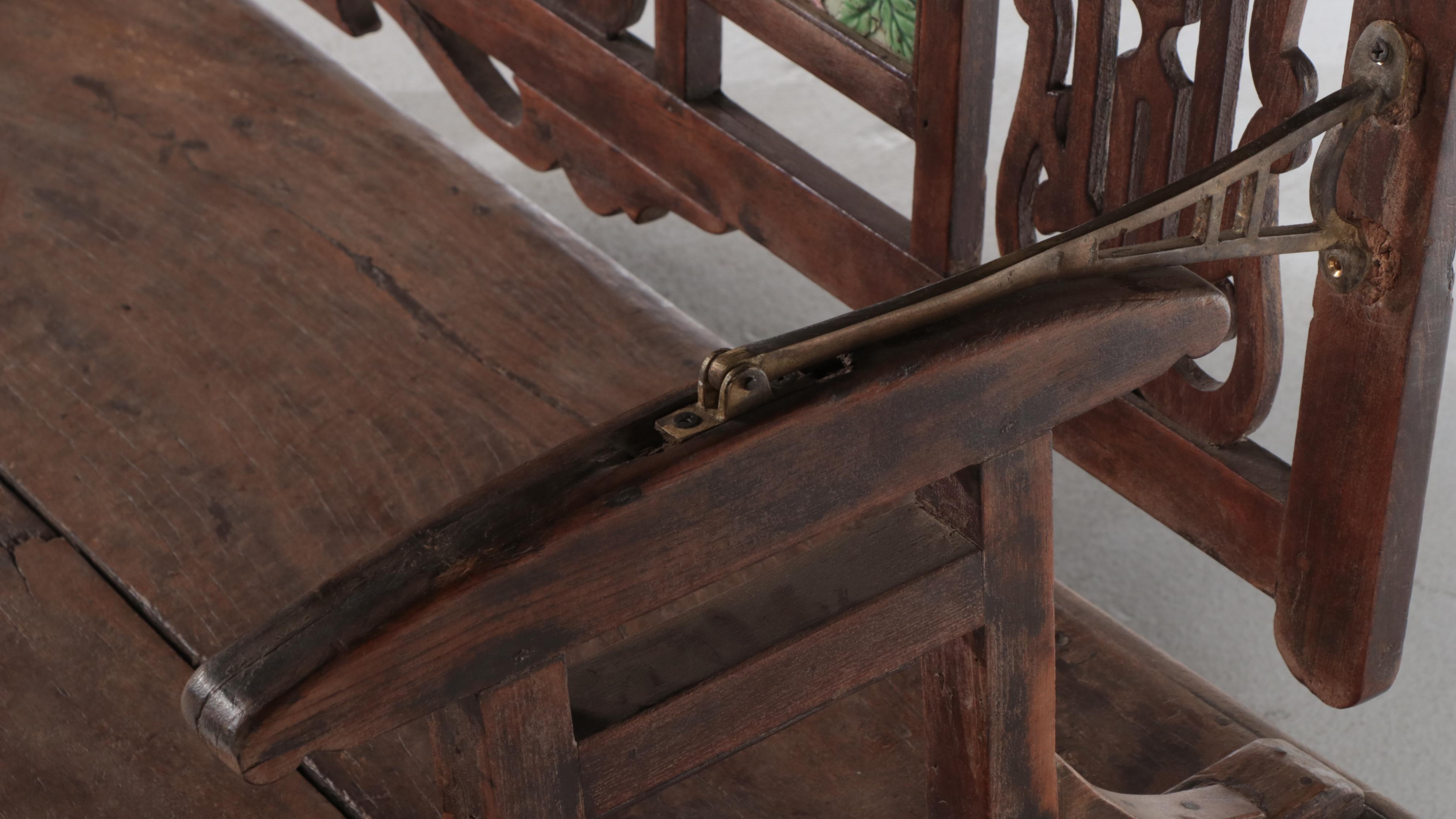 Anglo-Indian Teakwood and Ceramic Tile Bench