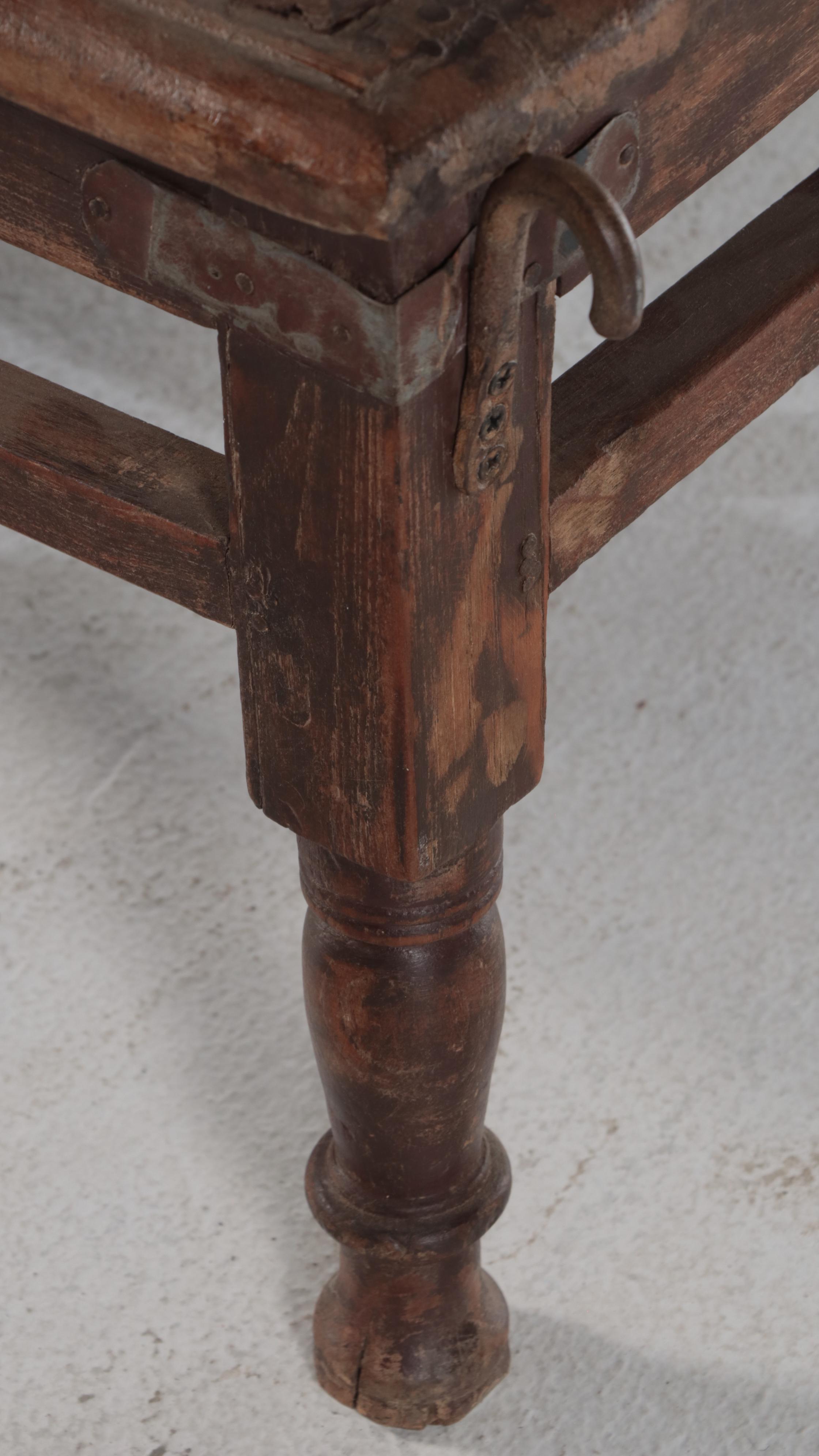 Anglo-Indian Teakwood and Ceramic Tile Bench