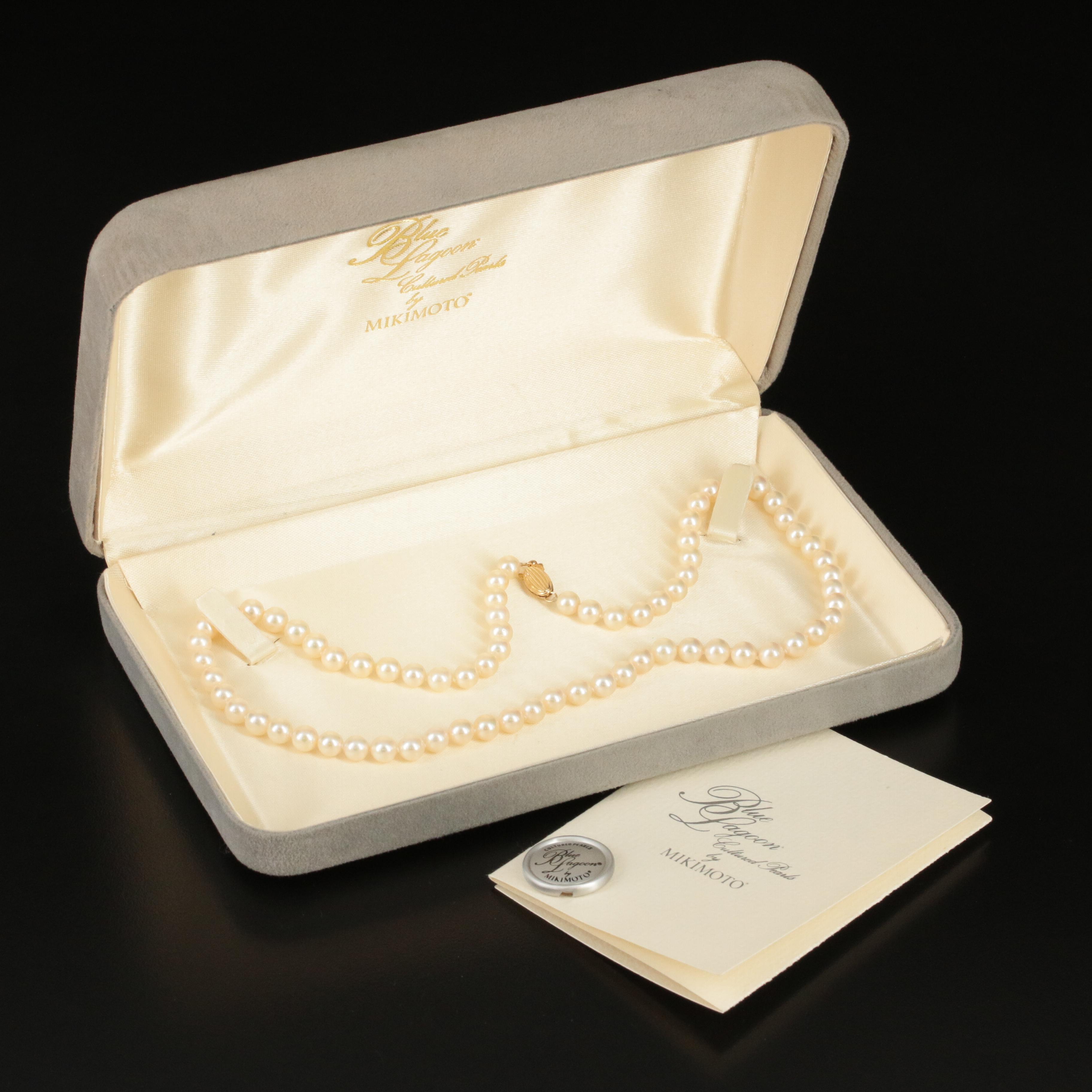 Blue Lagoon by Mikimoto Pearl Necklace with 14K Clasp