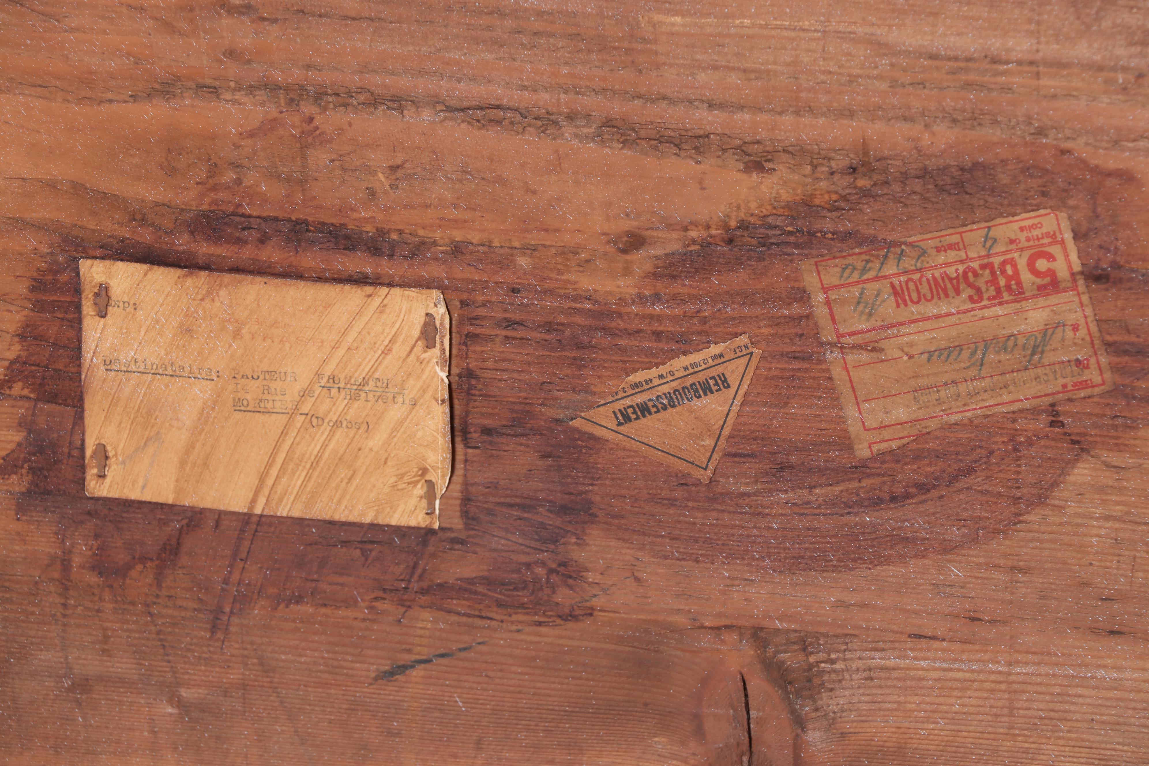 French Painted Oak Three-Drawer Bowfront Commode, 18th Century