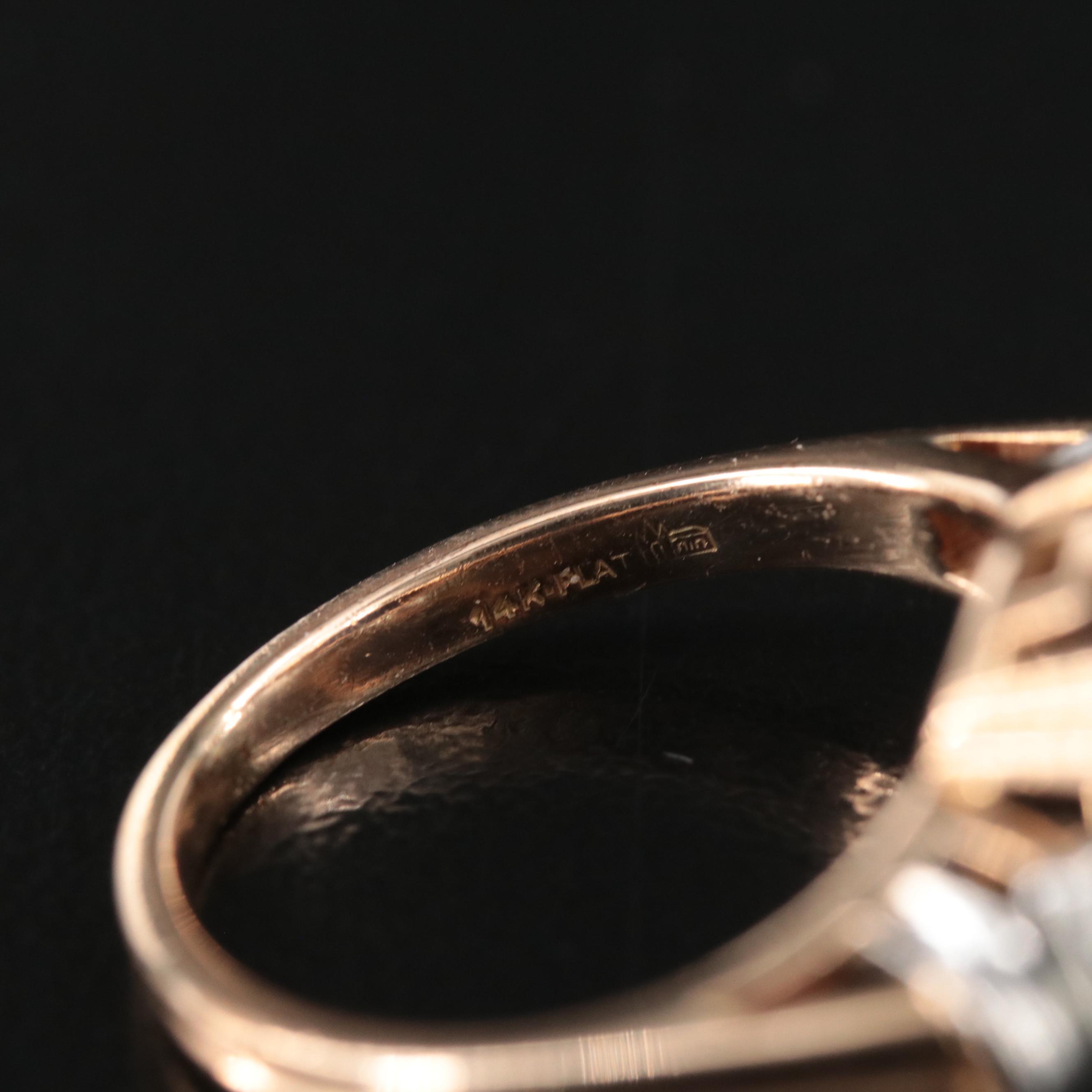 Vintage 14K Star Sapphire and Diamond Ring with Platinum Accents