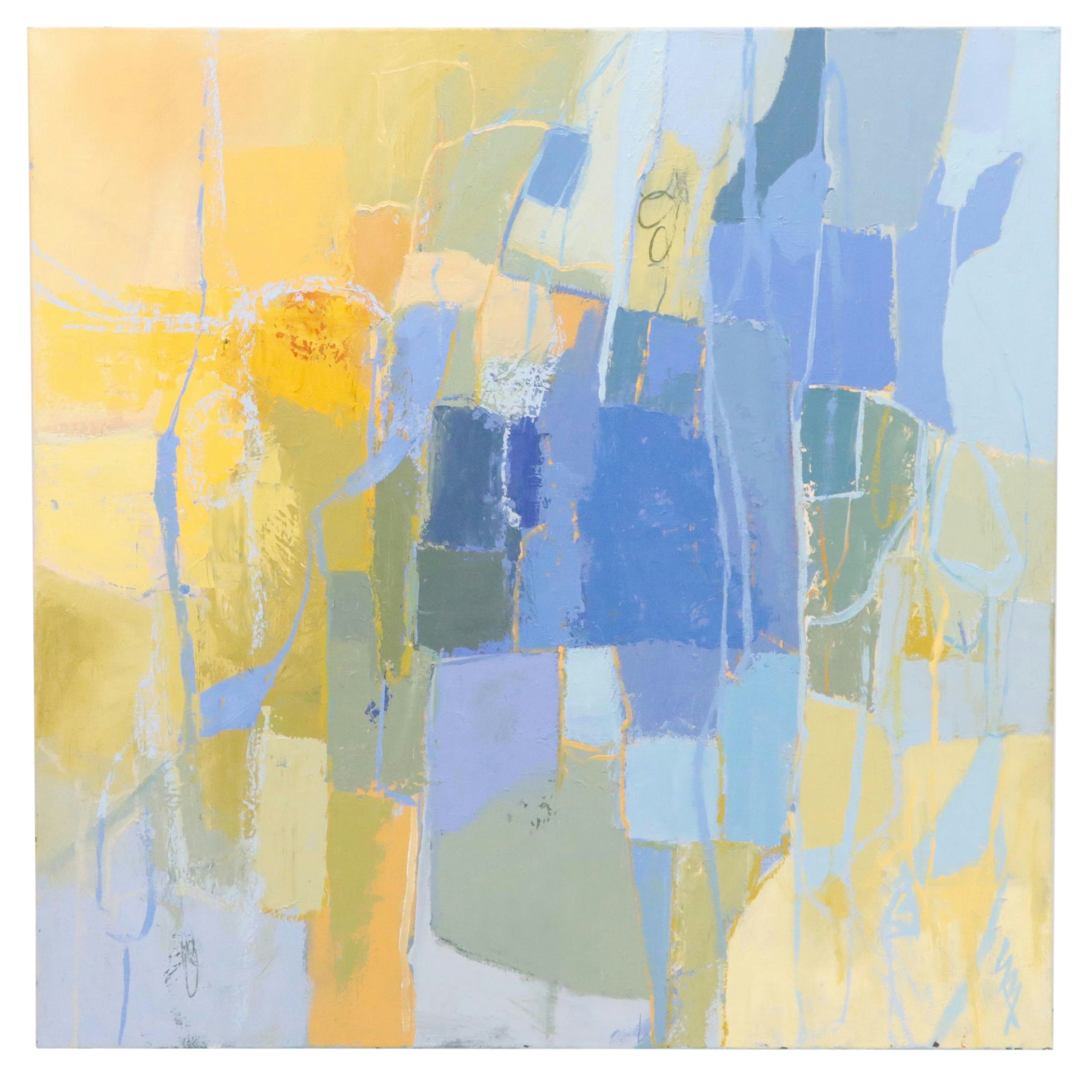 Sarah Brown Abstract Oil Painting "Buttercups + Bluejeans," Circa 2024