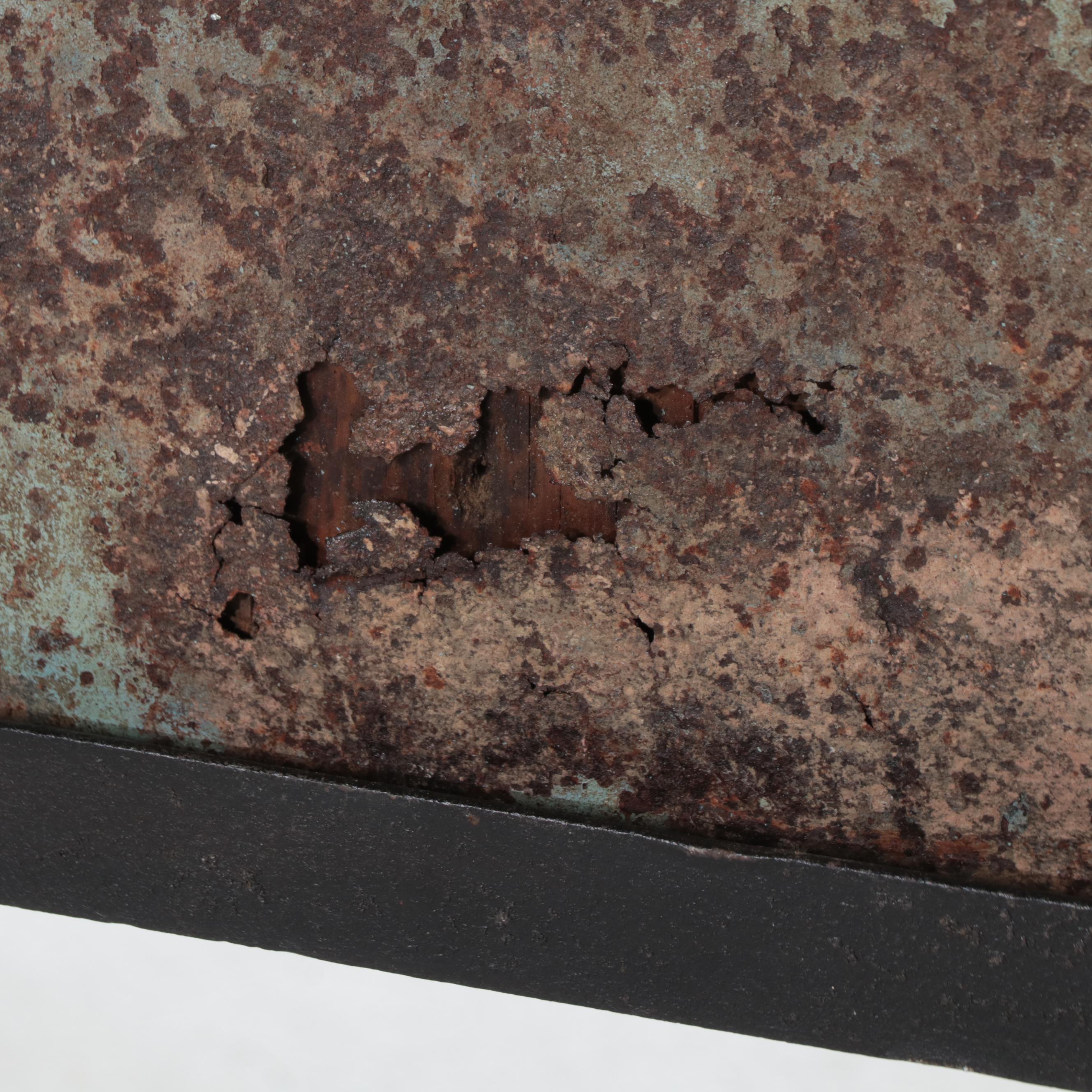 Indian Industrial Painted Metal Sorting Chest-on-Stand