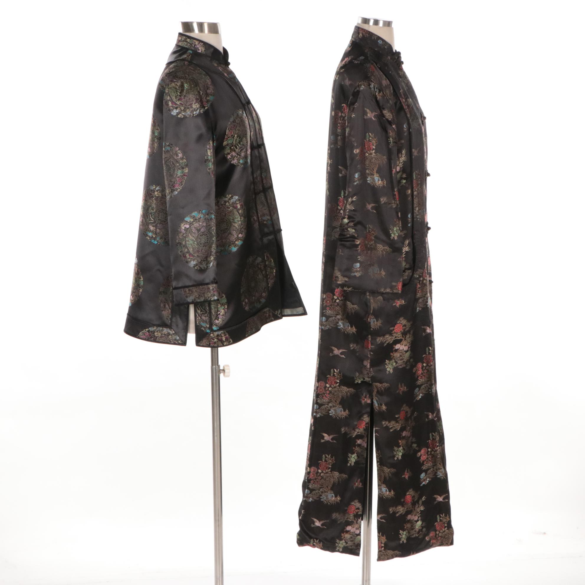 Chinese Medallion Brocade Short Jacket and Scenic Brocade Long Jacket