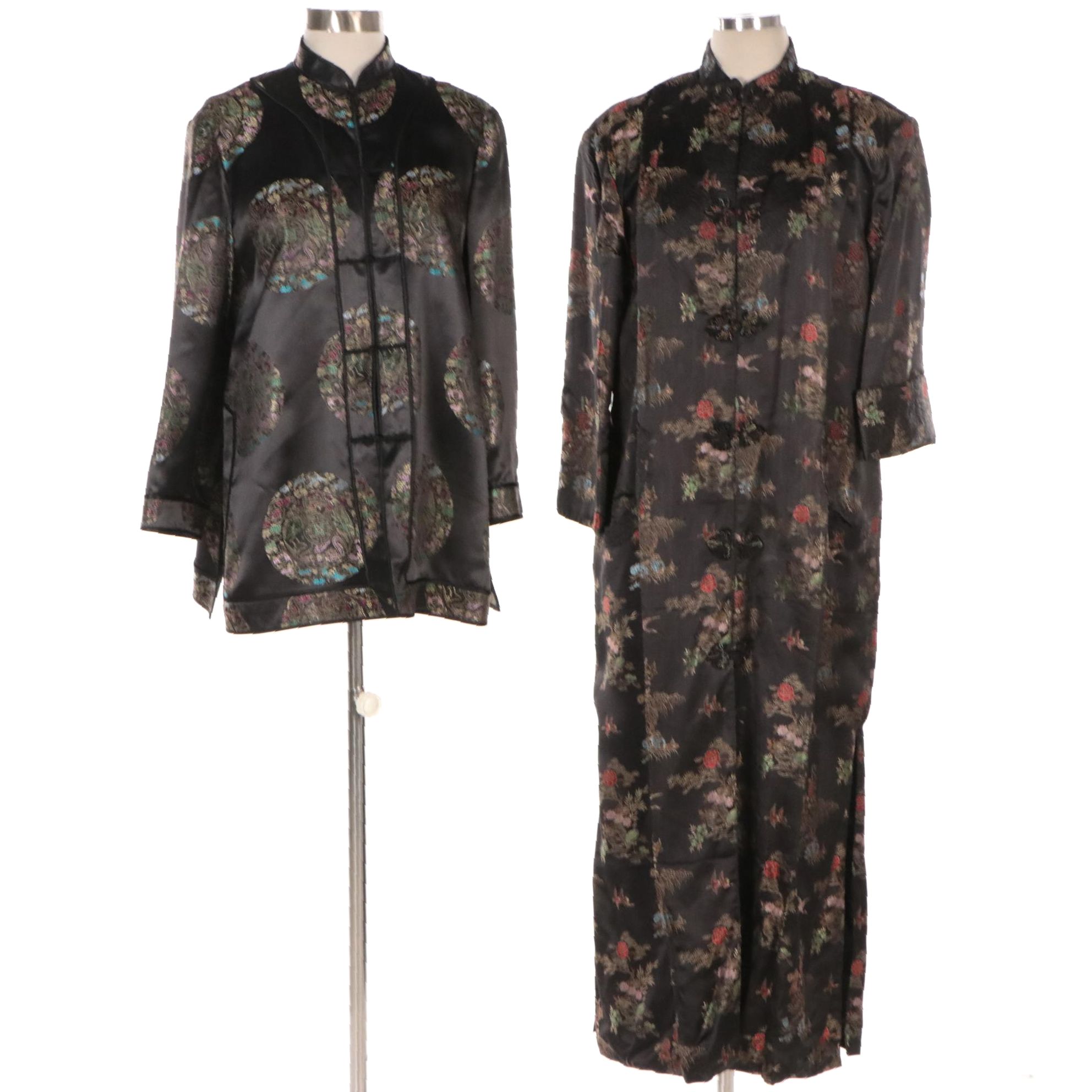 Chinese Medallion Brocade Short Jacket and Scenic Brocade Long Jacket