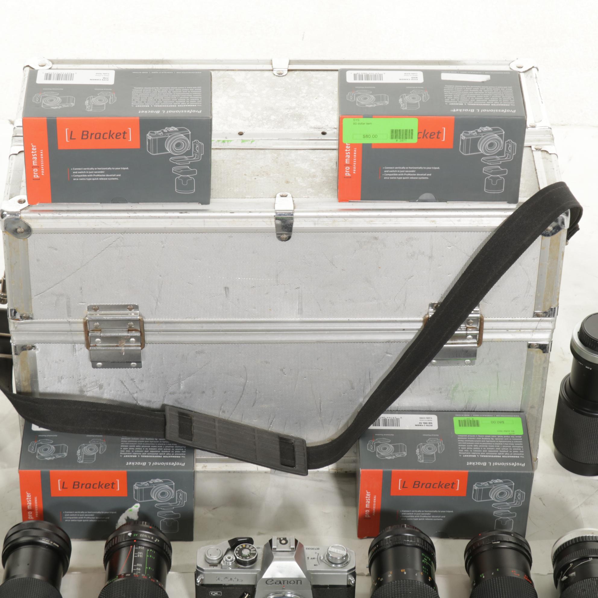 Canon FTb Camera Body with Lenses and Metal Carrying Case