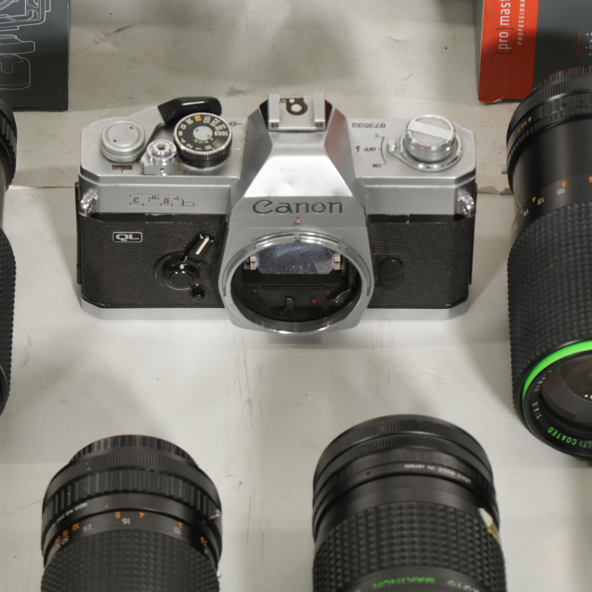 Canon FTb Camera Body with Lenses and Metal Carrying Case