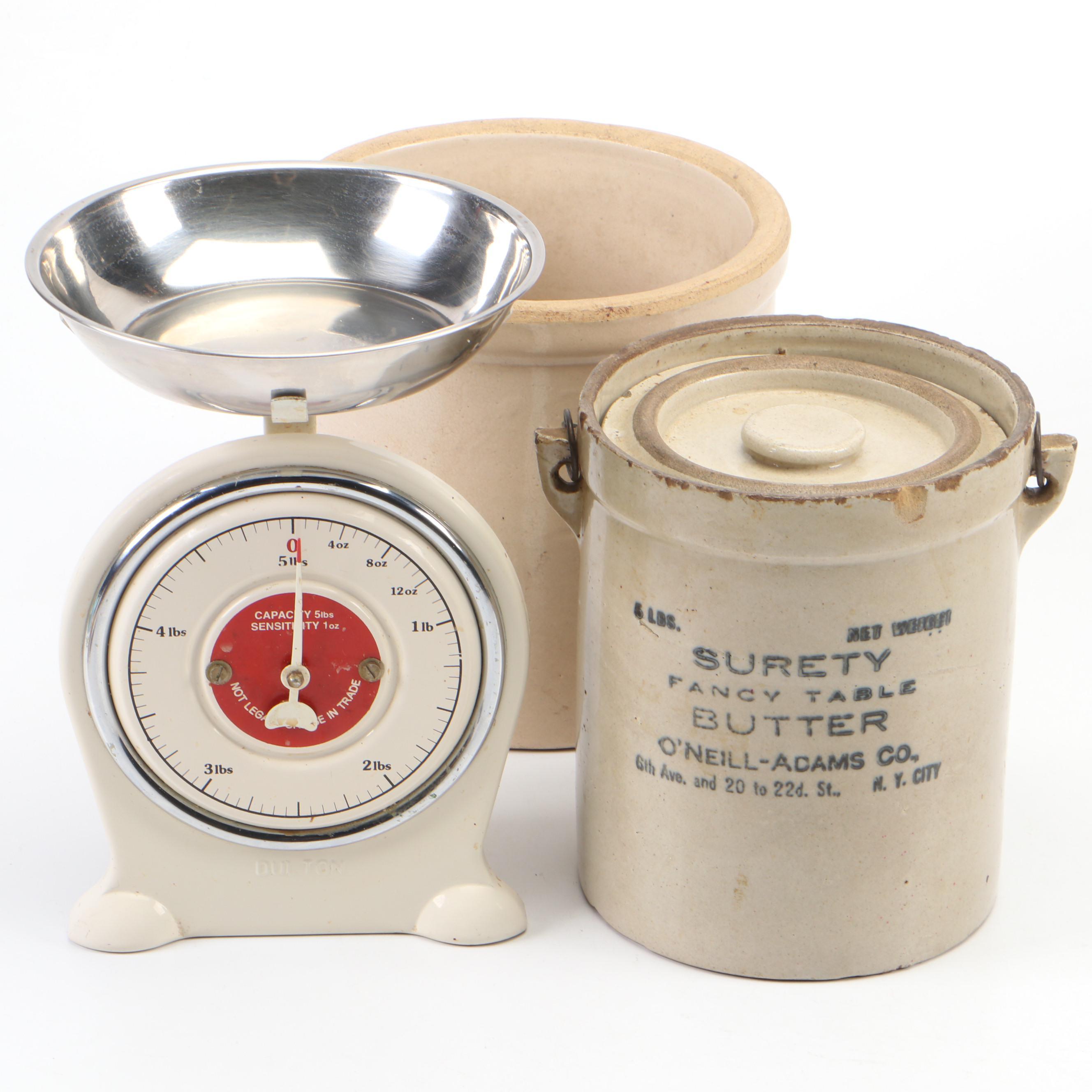 Dulton 5 Lb. Kitchen Scale with Stoneware Crocks