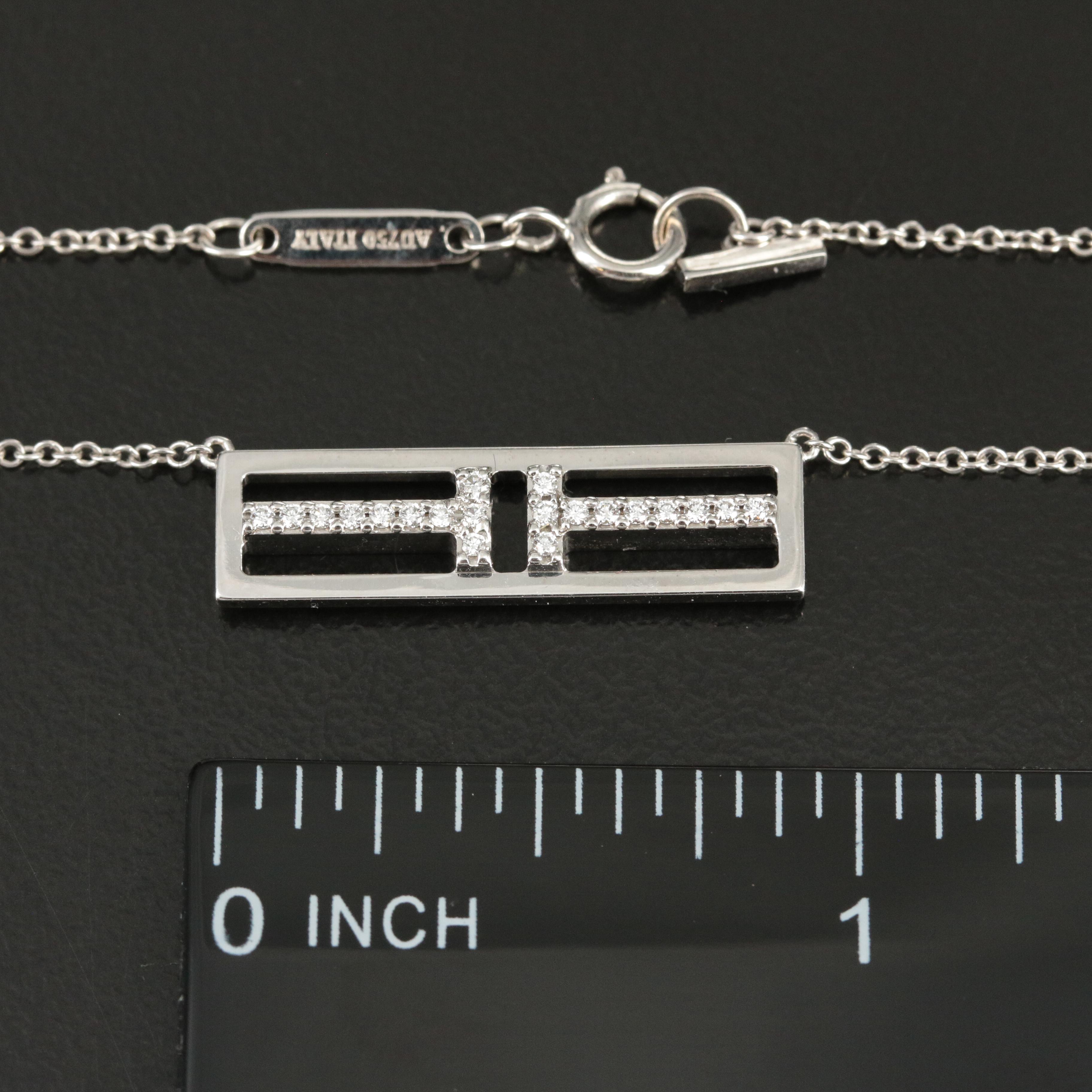 Tiffany & Co. "Tiffany T" 18K Diamond Open Horizontal Bar Necklace