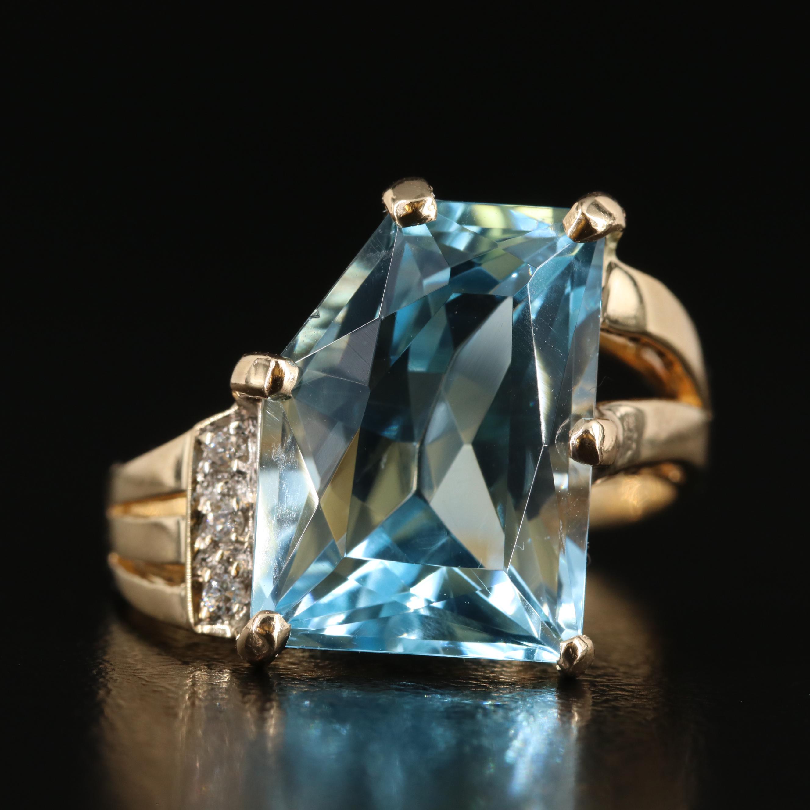 14K Topaz and Diamond Ring