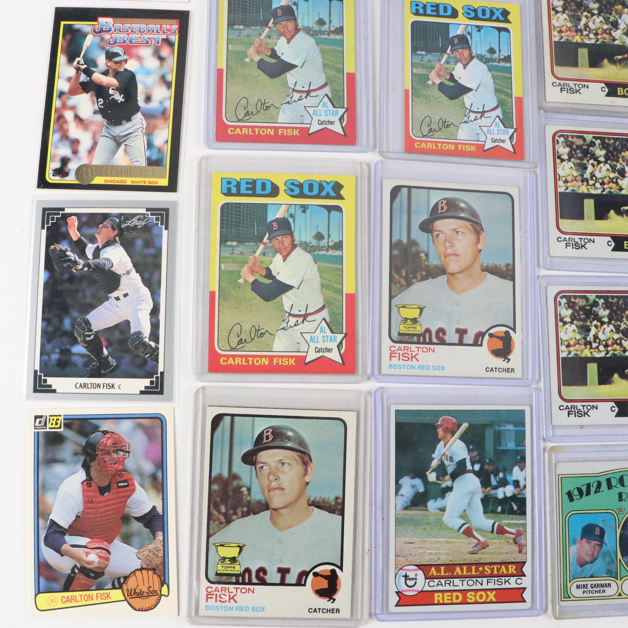 Carlton Fisk Baseball Cards Featuring 1972 Topps Rookie and More