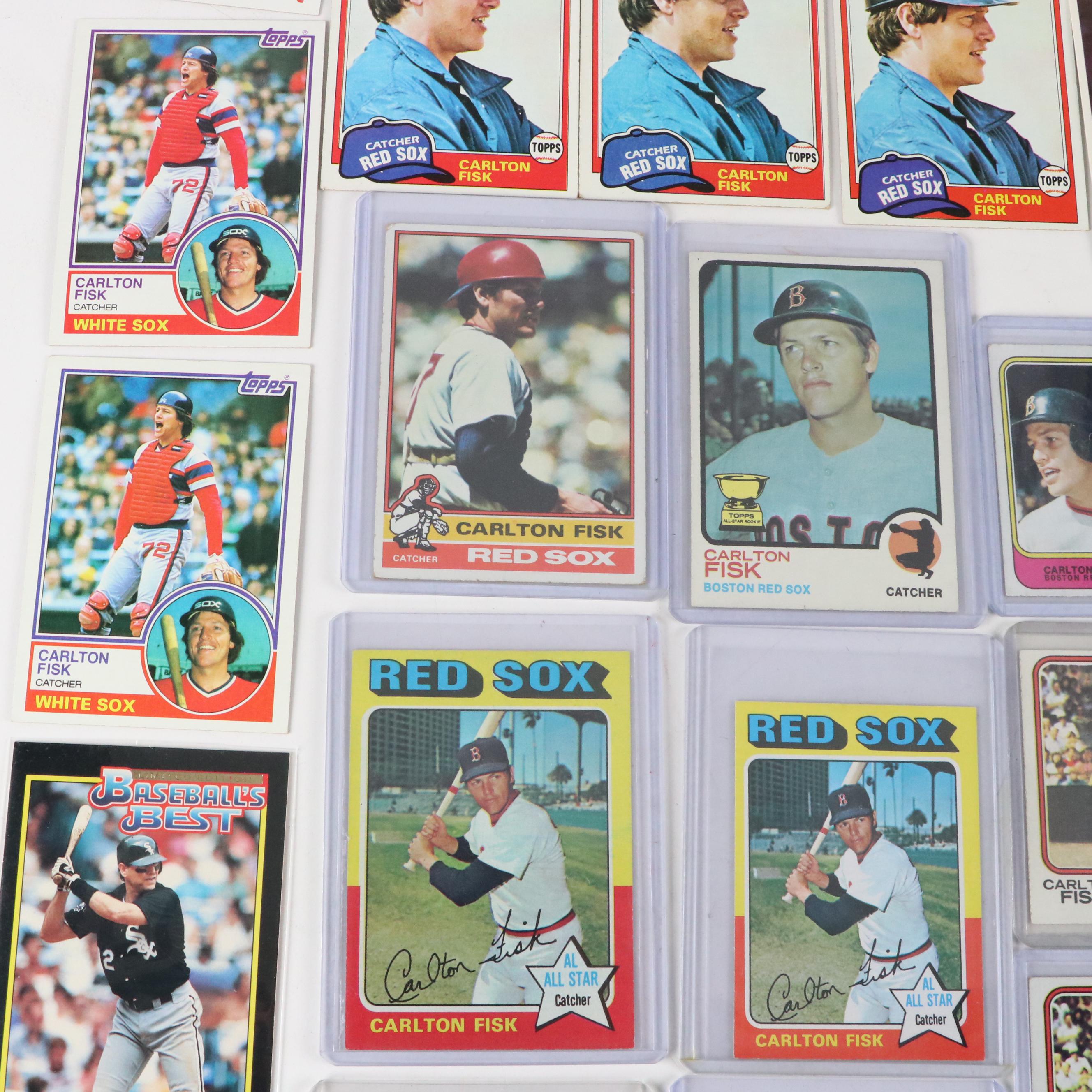 Carlton Fisk Baseball Cards Featuring 1972 Topps Rookie and More