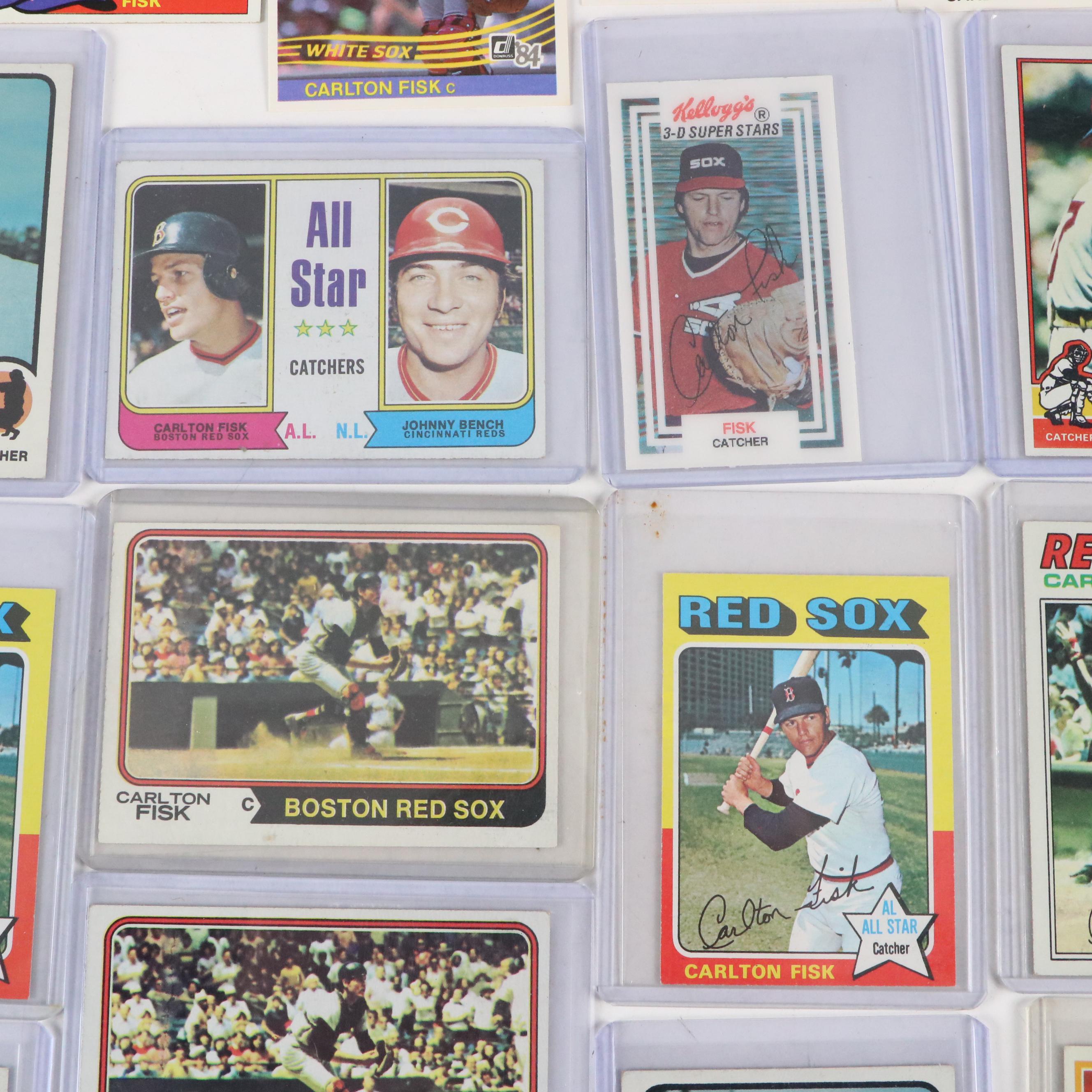 Carlton Fisk Baseball Cards Featuring 1972 Topps Rookie and More