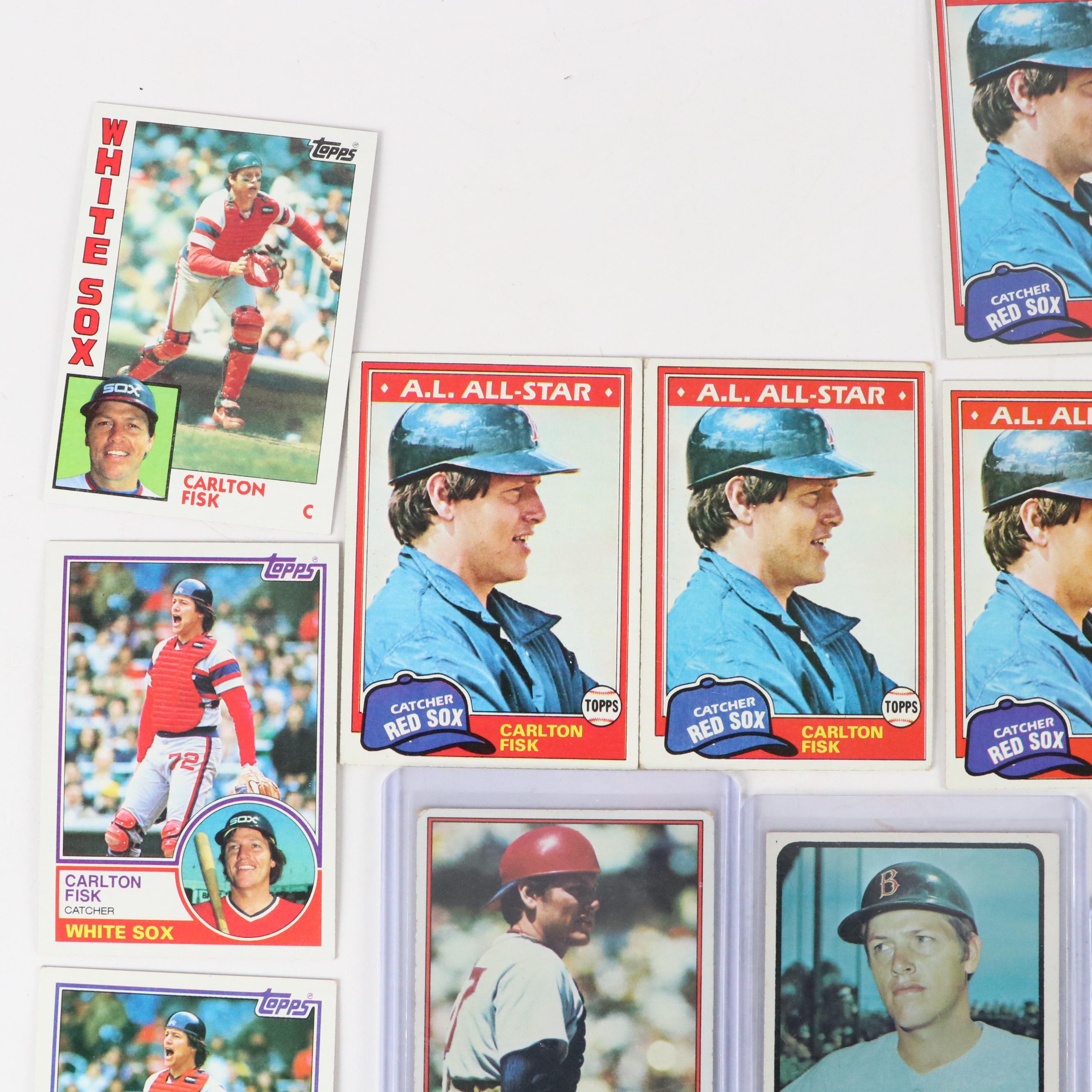 Carlton Fisk Baseball Cards Featuring 1972 Topps Rookie and More