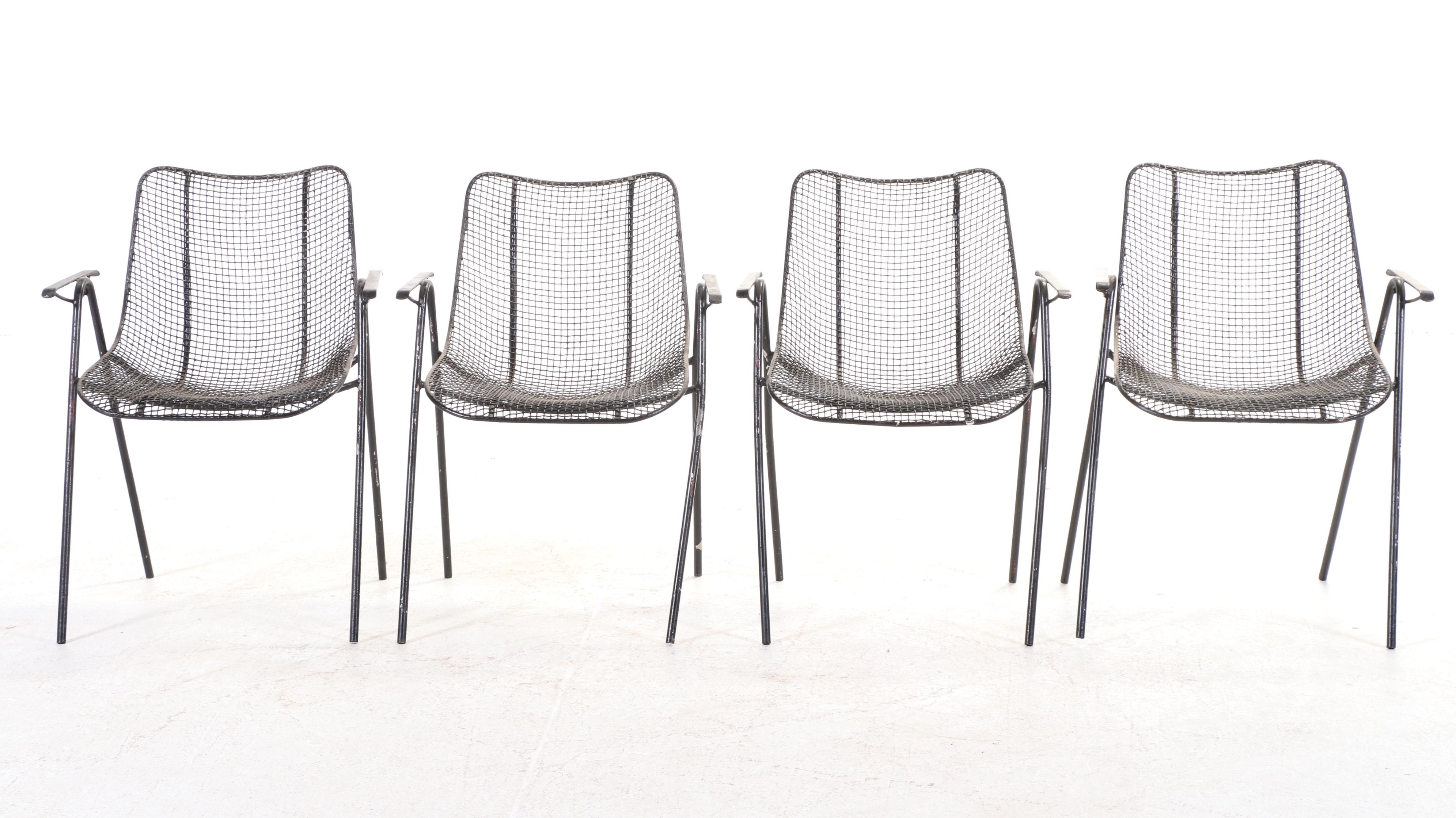 Four Russell Woodard "Sculptura" Painted Steel and Wire Mesh Armchairs, c. 1960