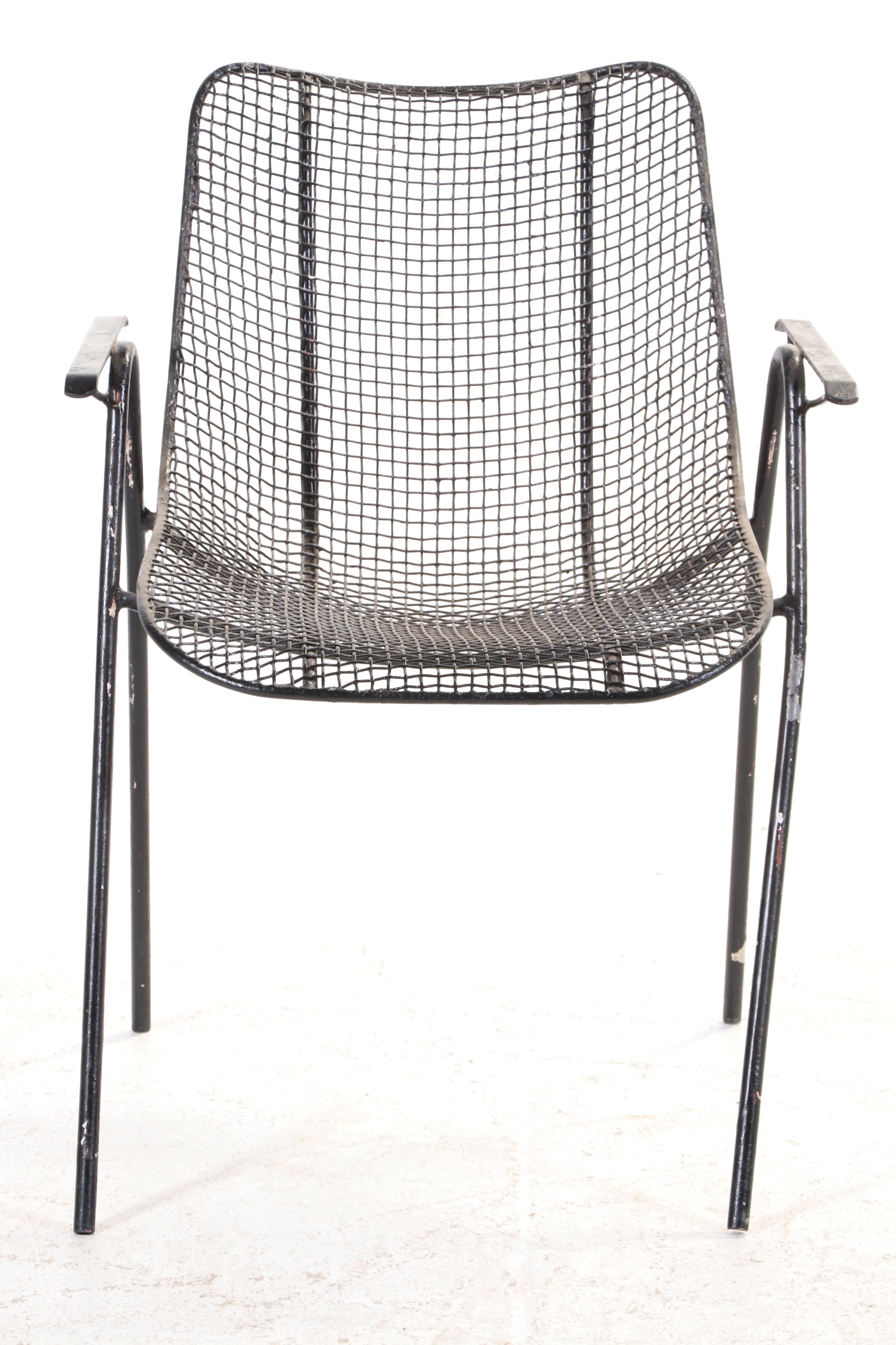 Four Russell Woodard "Sculptura" Painted Steel and Wire Mesh Armchairs, c. 1960