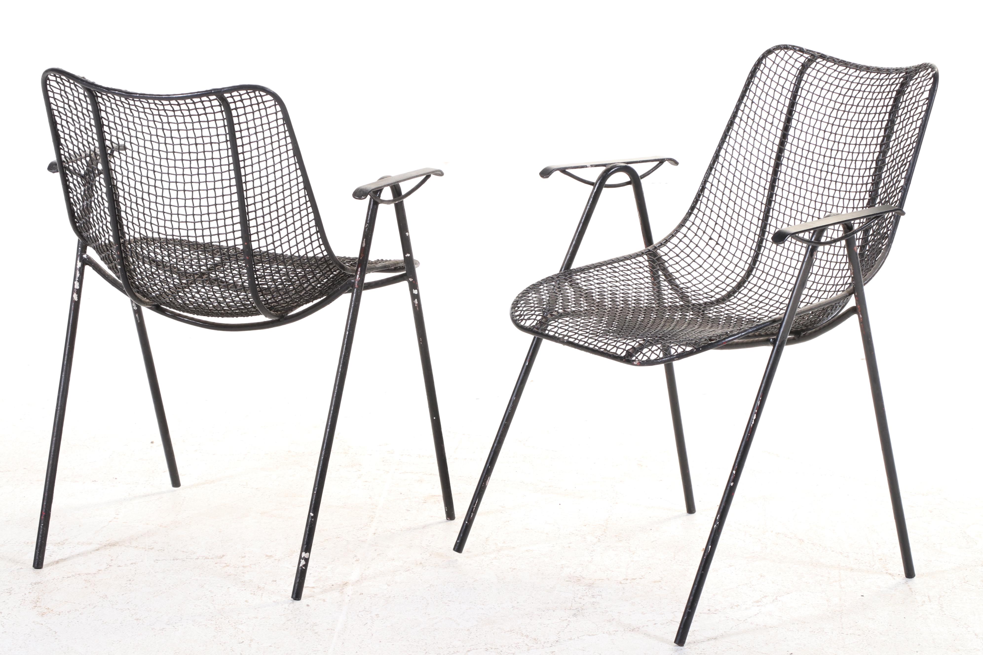 Four Russell Woodard "Sculptura" Painted Steel and Wire Mesh Armchairs, c. 1960