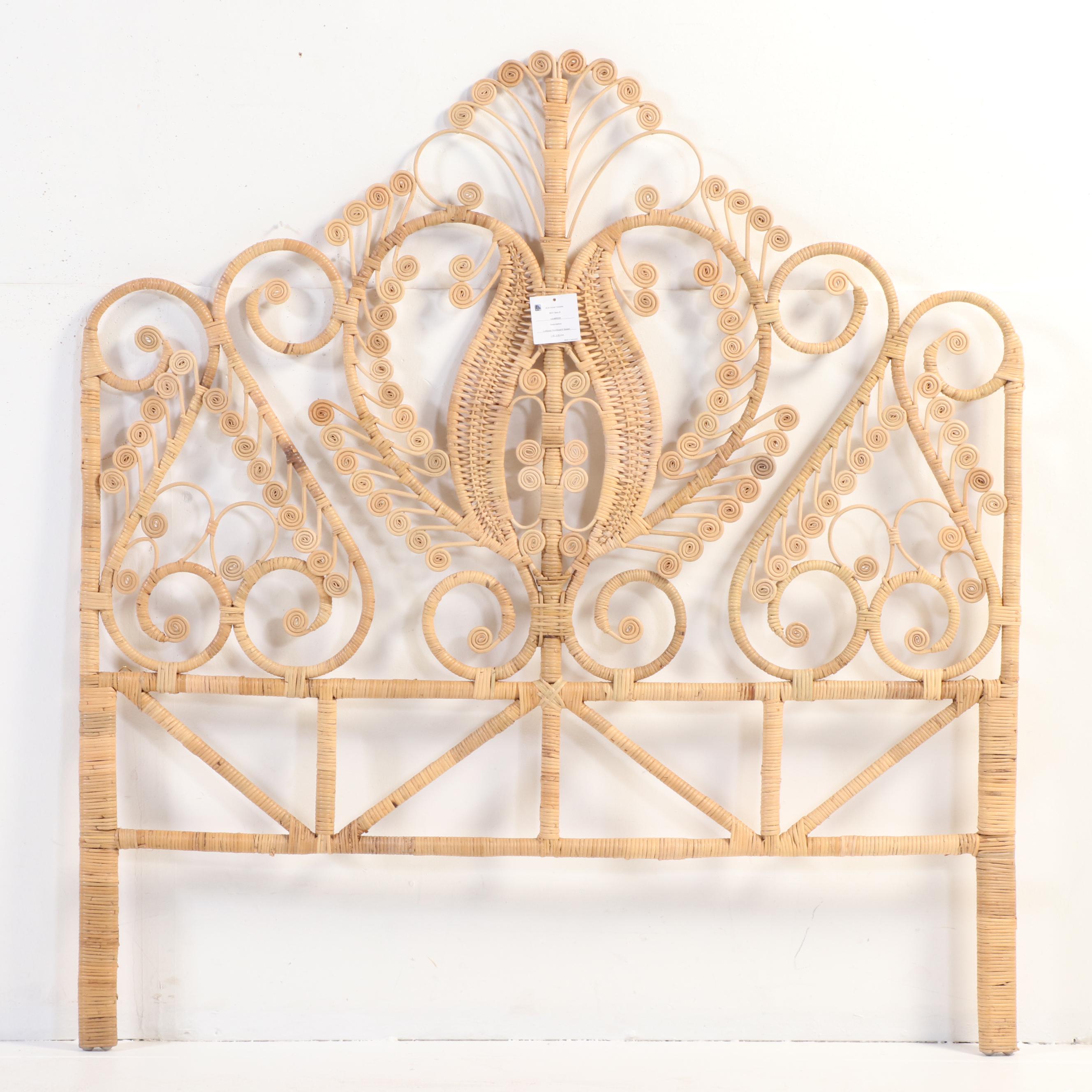 Pair of Natural Finish Wicker Full/Queen WallMount Headboards EBTH