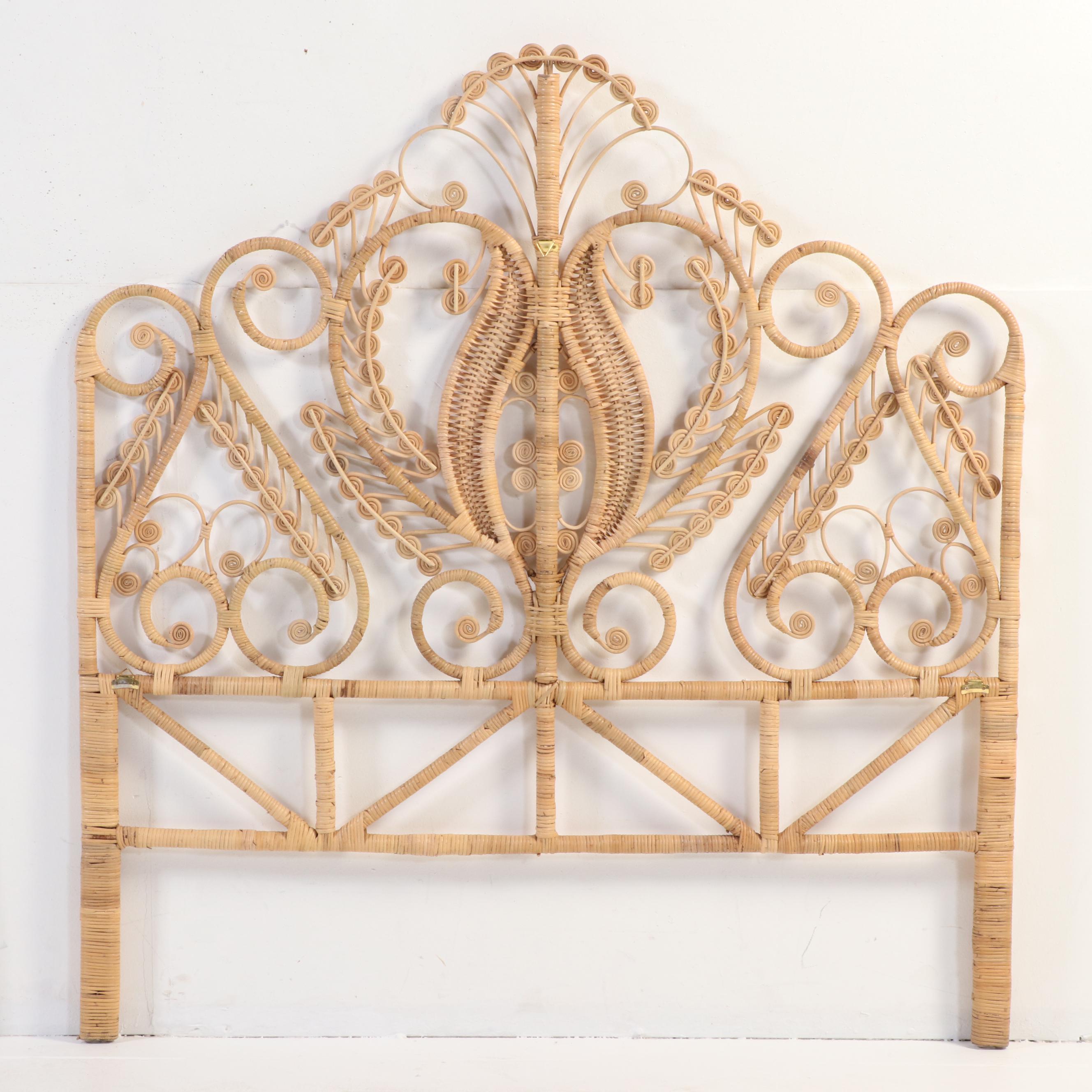 Pair of Natural Finish Wicker Full/Queen WallMount Headboards EBTH