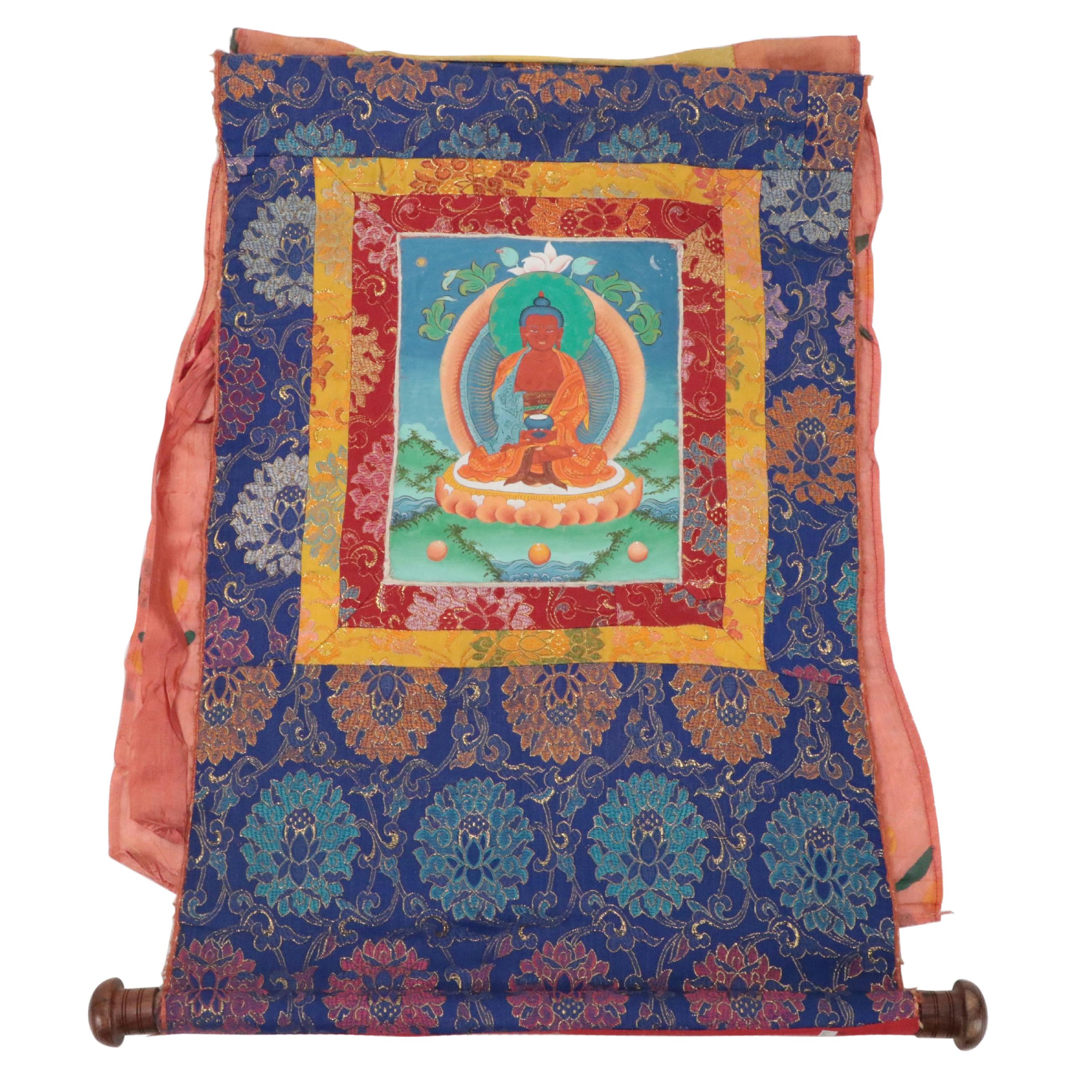 Tibetan Thangka Hanging Scroll Gouache Painting