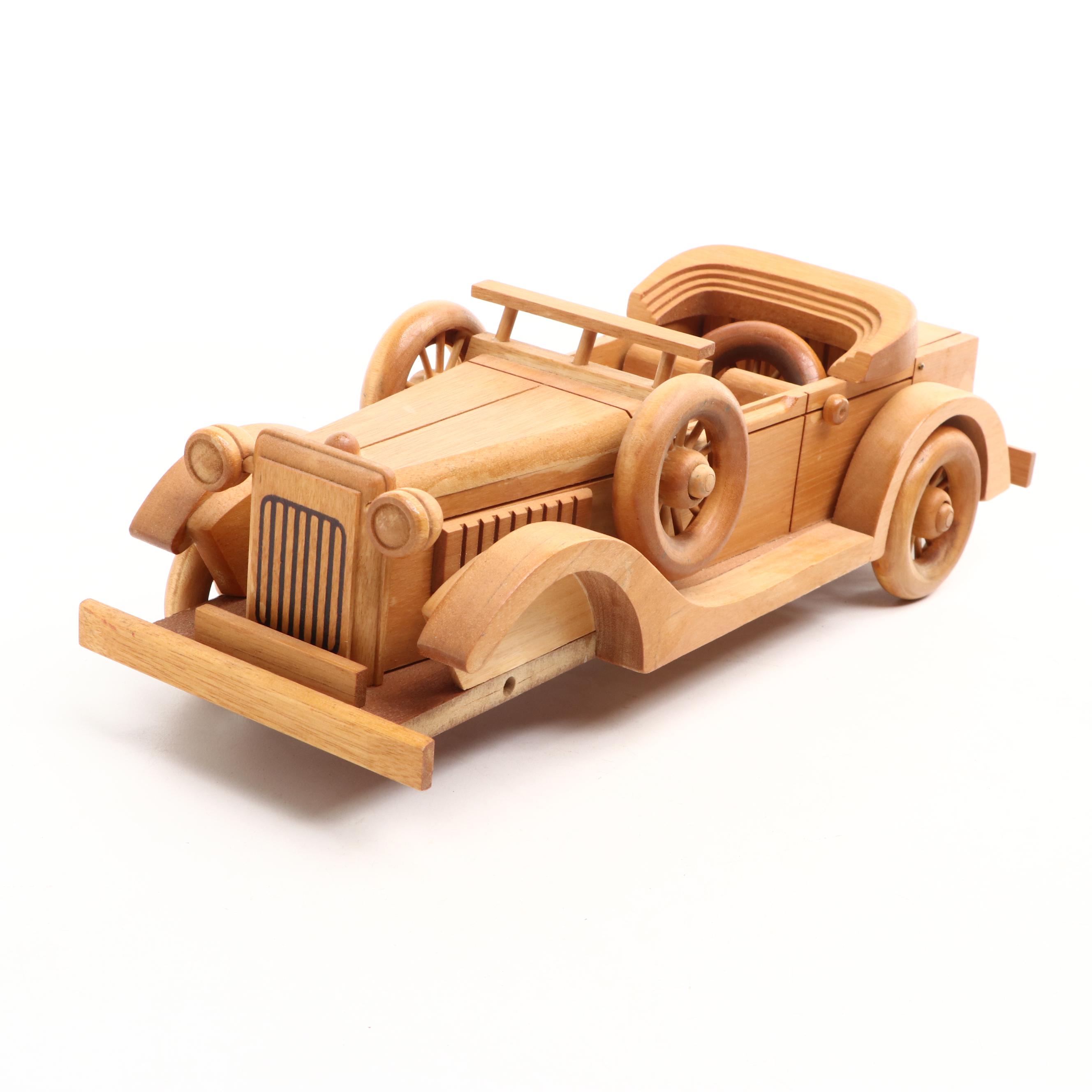 Classic Car Wooden Art Collection Toy Vehicle with Other Hand-Carved Toy Cars