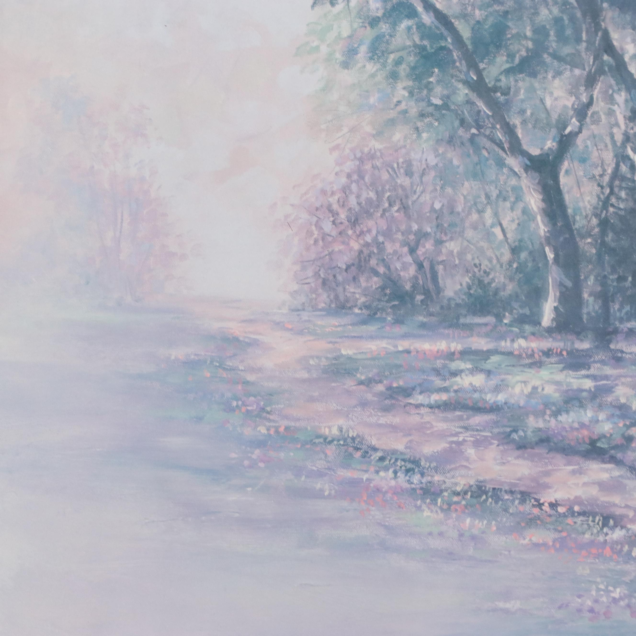 Offset Lithograph After Joe Sambataro of Park Landscape with Gazebo