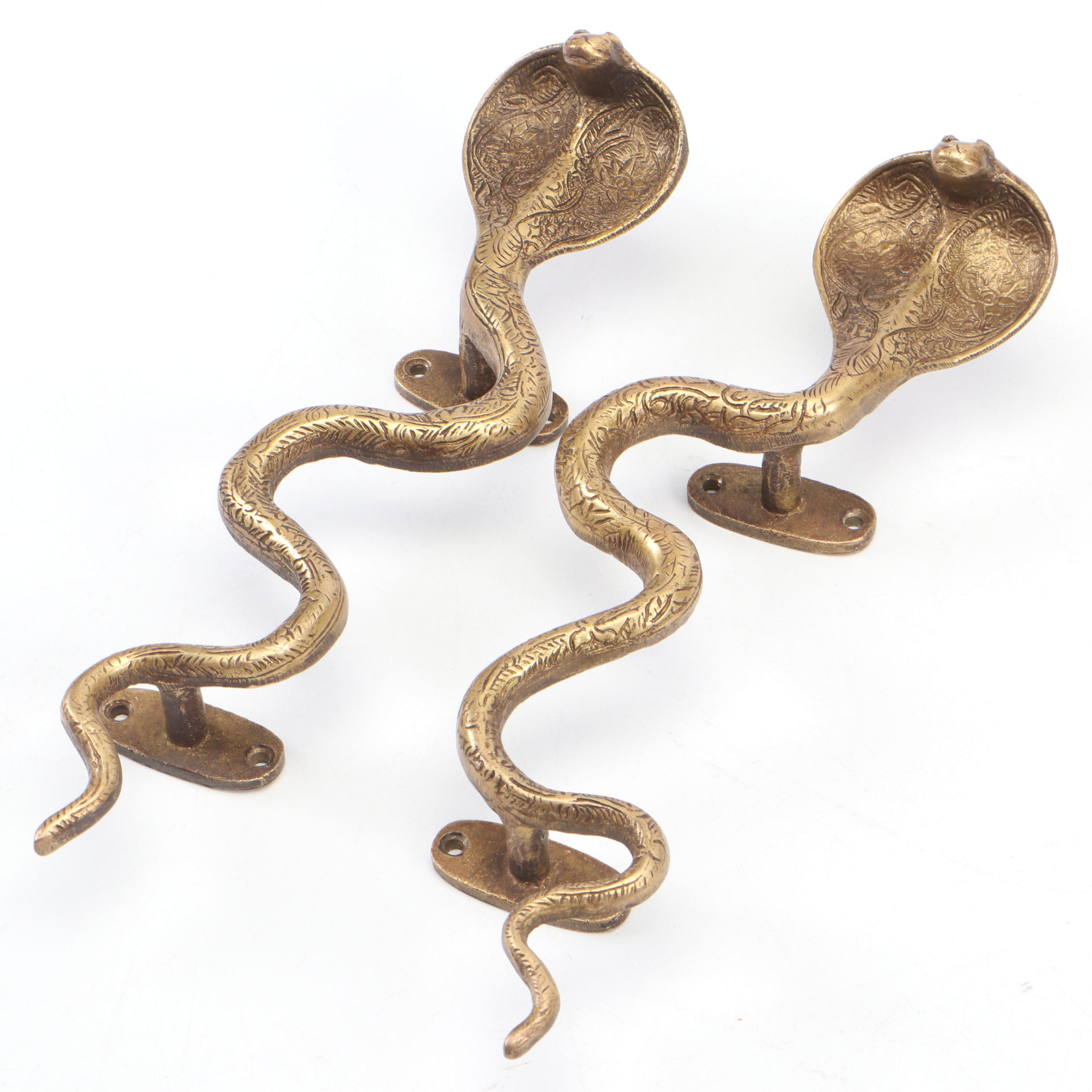 Eyes of India Cast Brass Cobra Snake Shaped Door Handles