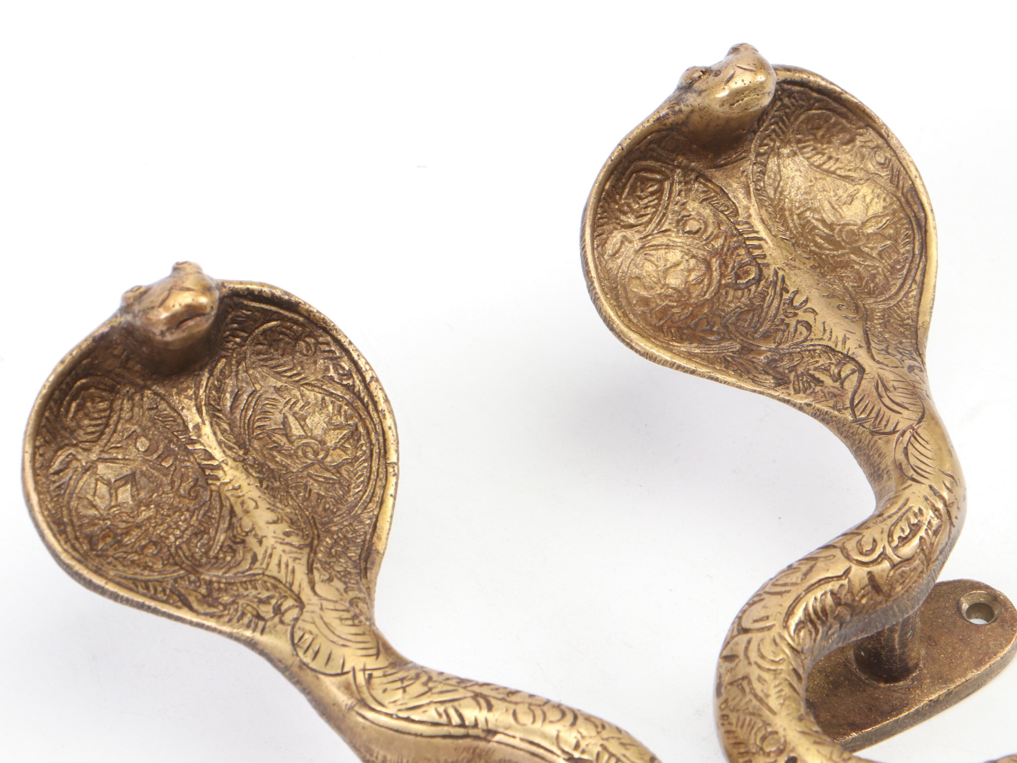 Eyes of India Cast Brass Cobra Snake Shaped Door Handles