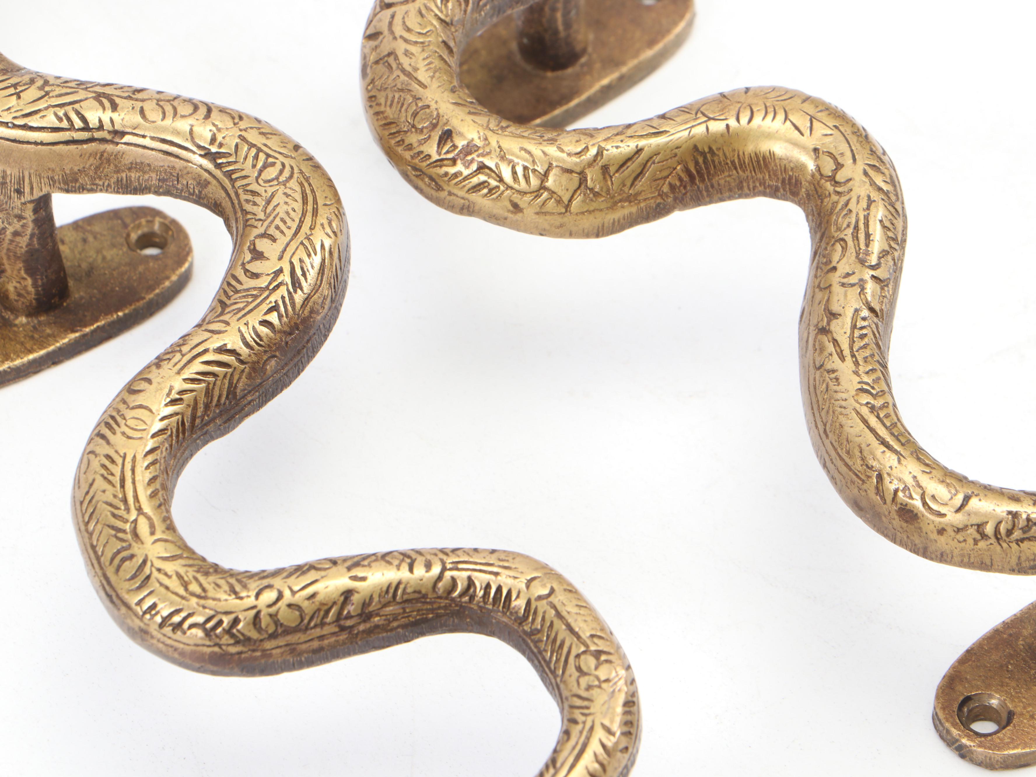 Eyes of India Cast Brass Cobra Snake Shaped Door Handles