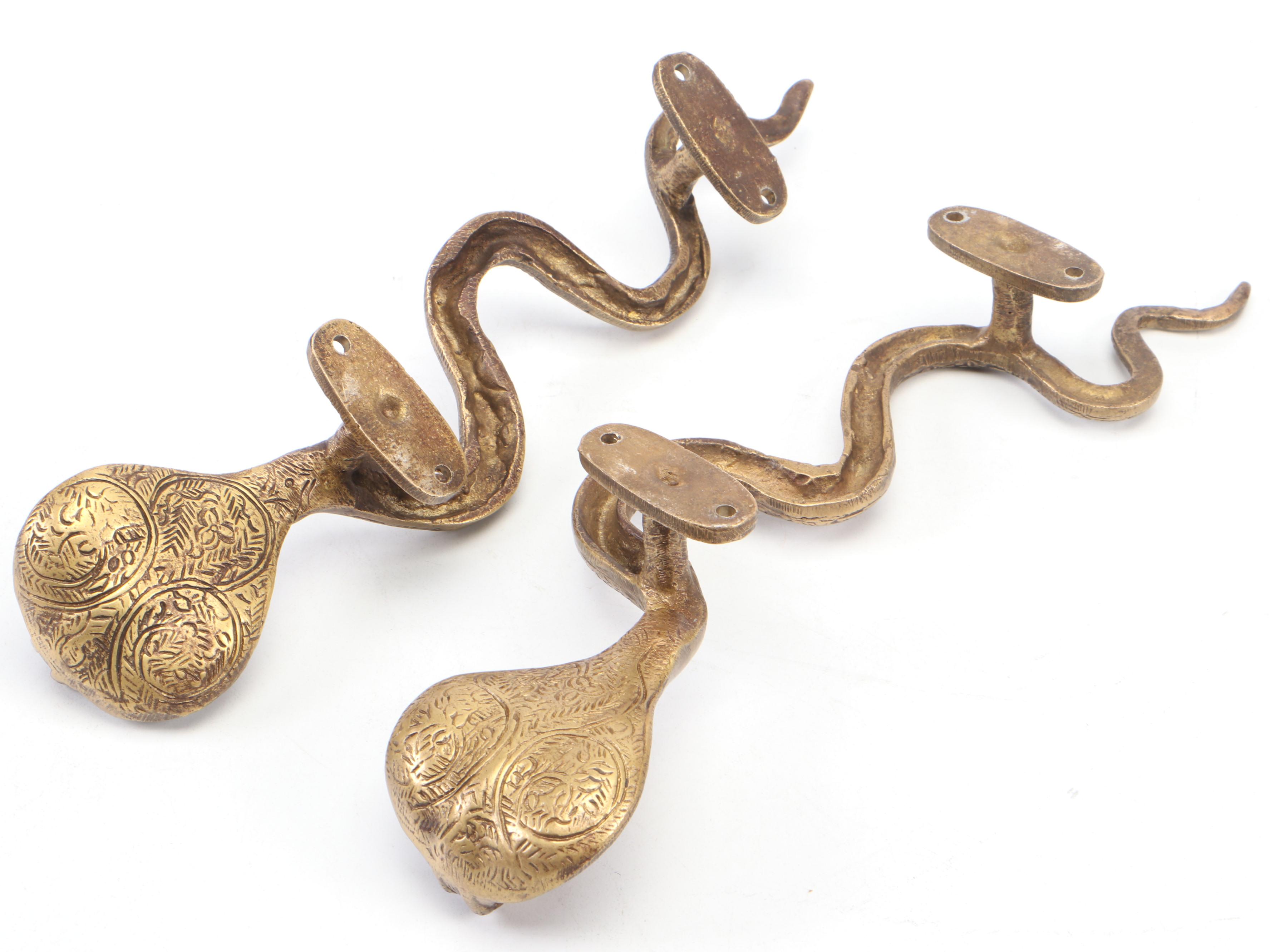 Eyes of India Cast Brass Cobra Snake Shaped Door Handles