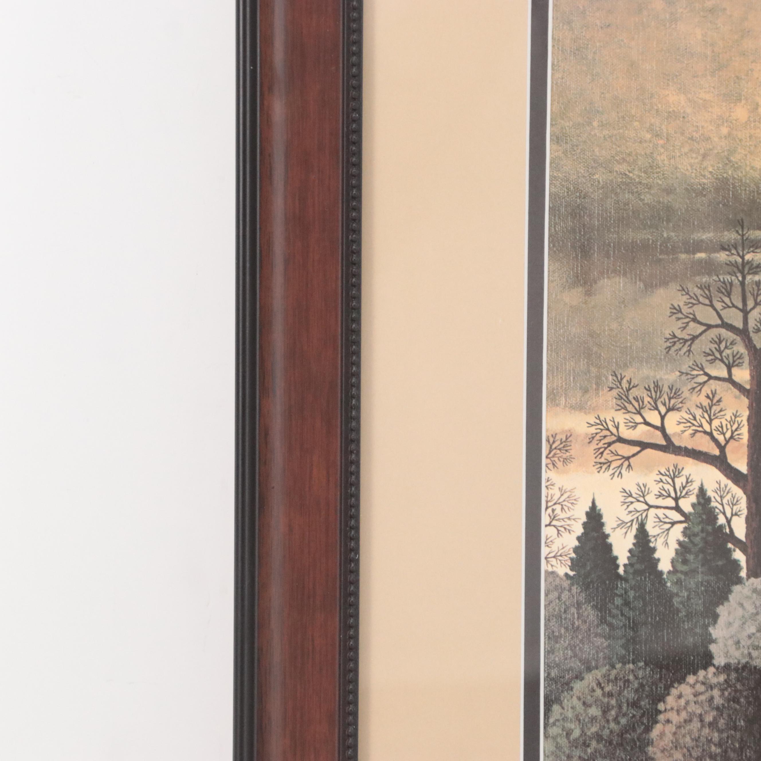 Offset Lithograph After Charles Wysocki of Lighthouse Winter Scene