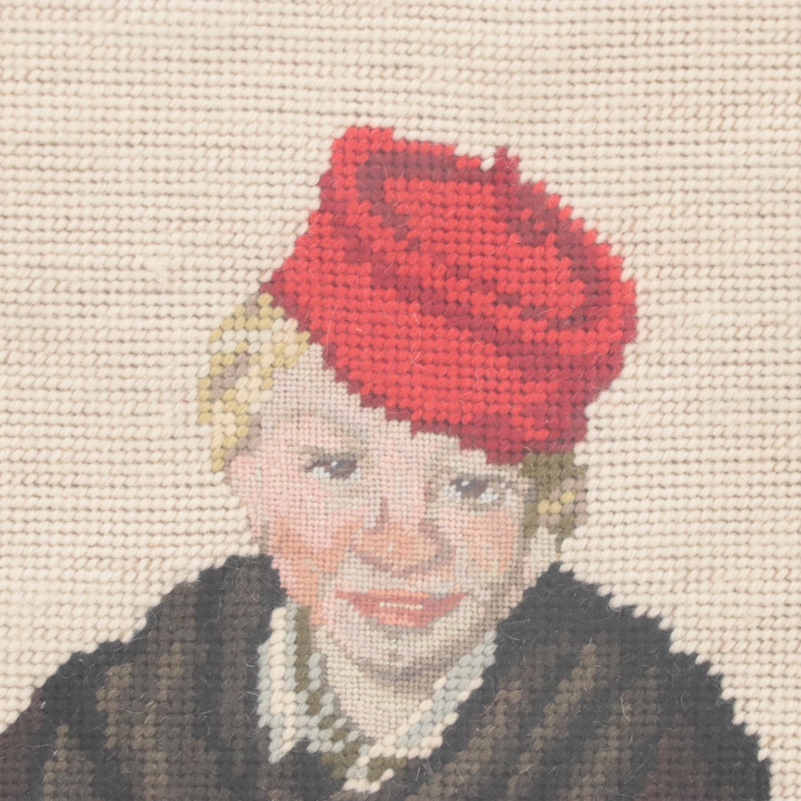 Needlepoint Wall Hanging After Édouard Manet "Manet's Boy with Cherries"