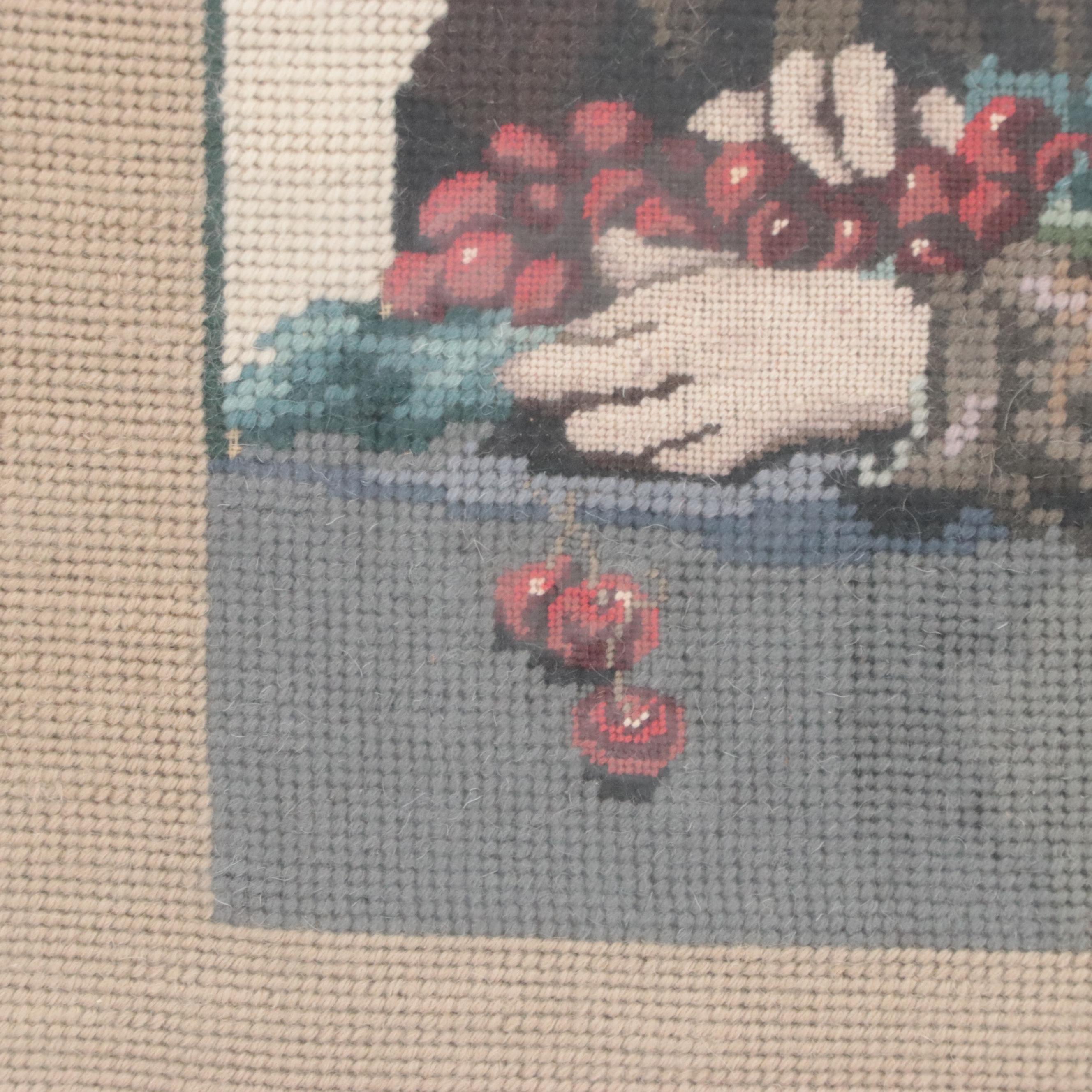 Needlepoint Wall Hanging After Édouard Manet "Manet's Boy with Cherries"