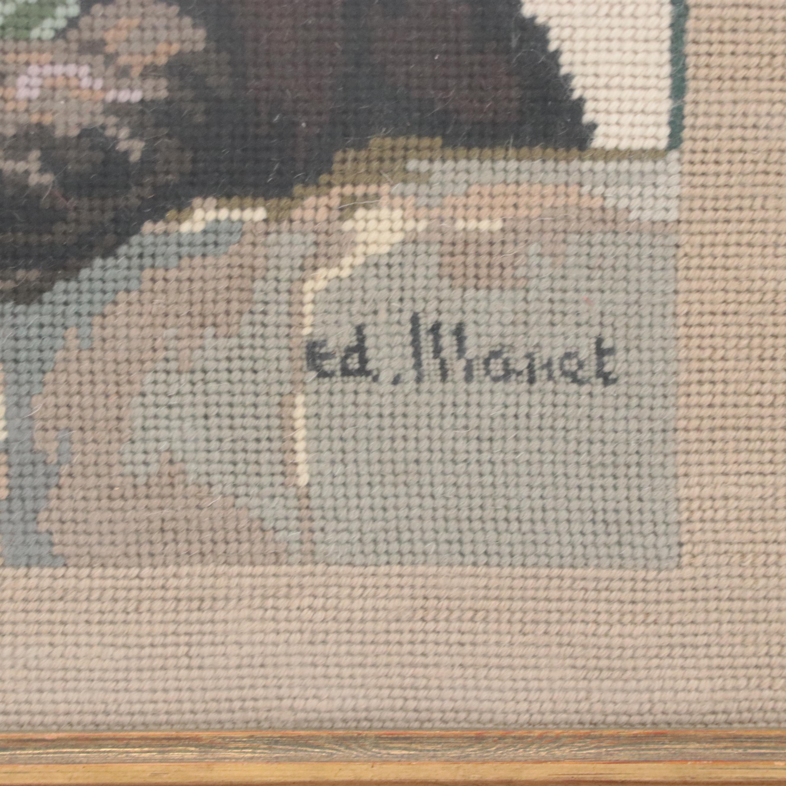 Needlepoint Wall Hanging After Édouard Manet "Manet's Boy with Cherries"