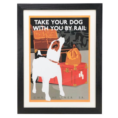 Giclée "Take Your Dog With You By Rail" Train Travel Poster