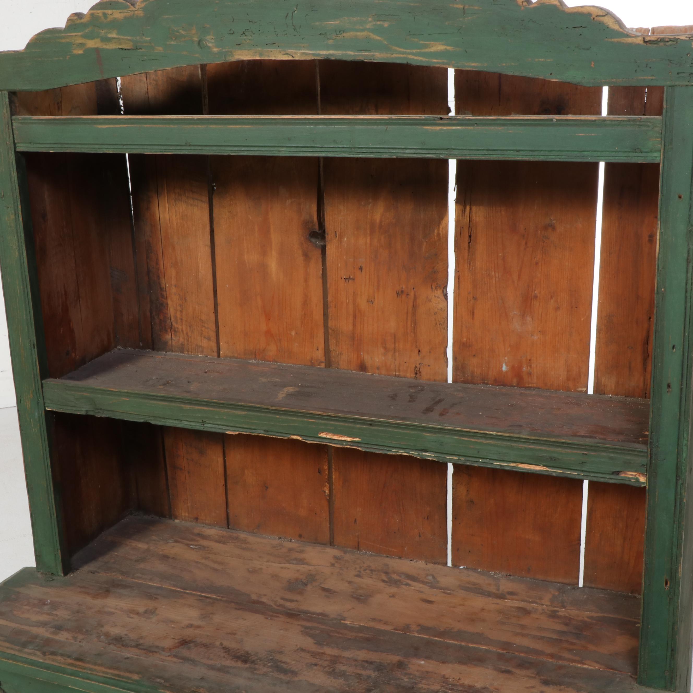 European Primitive Painted Pine Cupboard