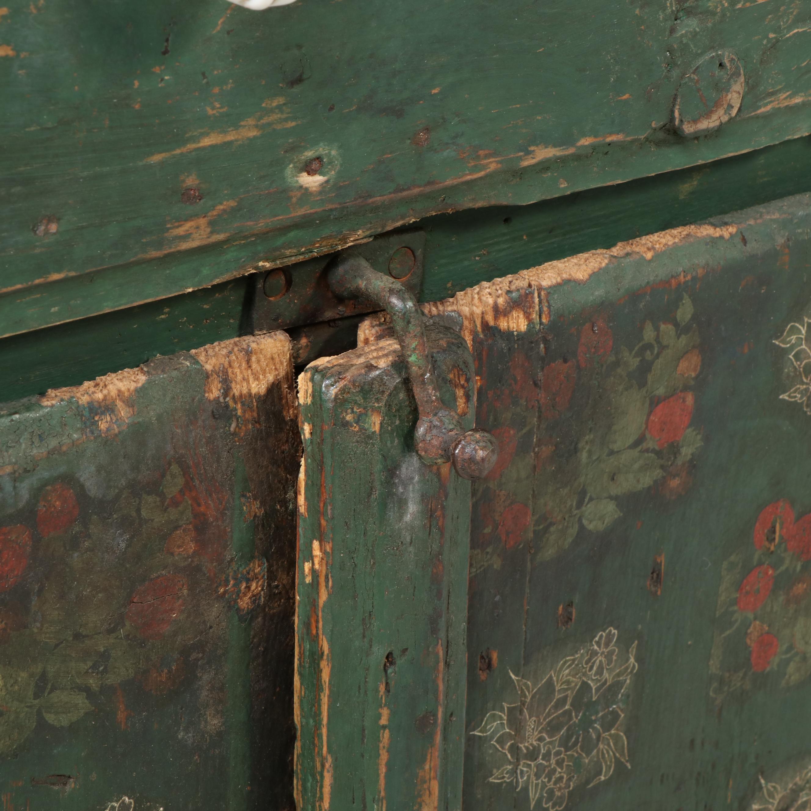 European Primitive Painted Pine Cupboard