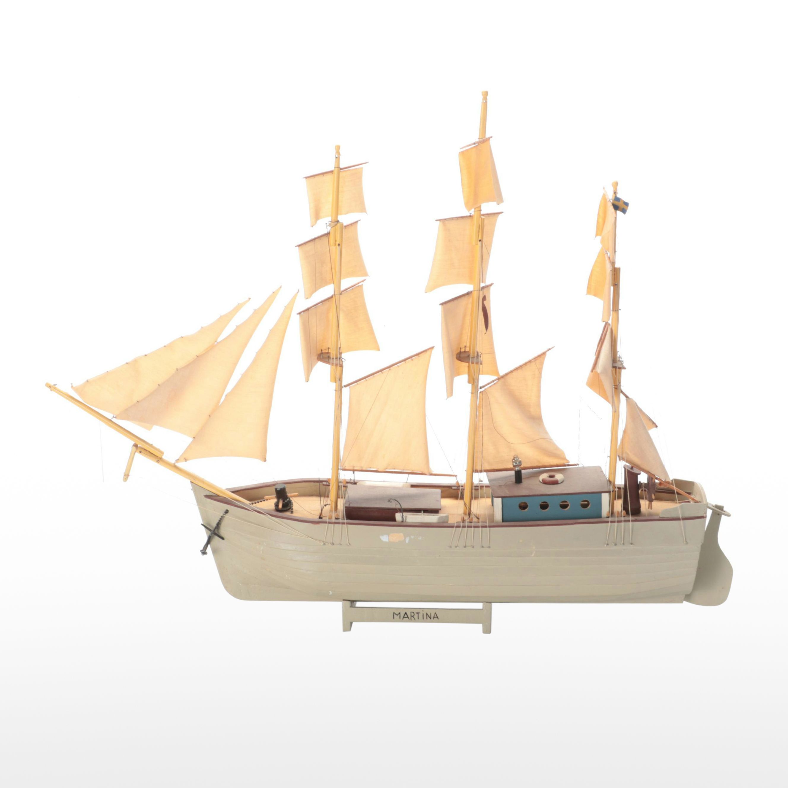 Handmade Painted Wood Model Ship "Martina"