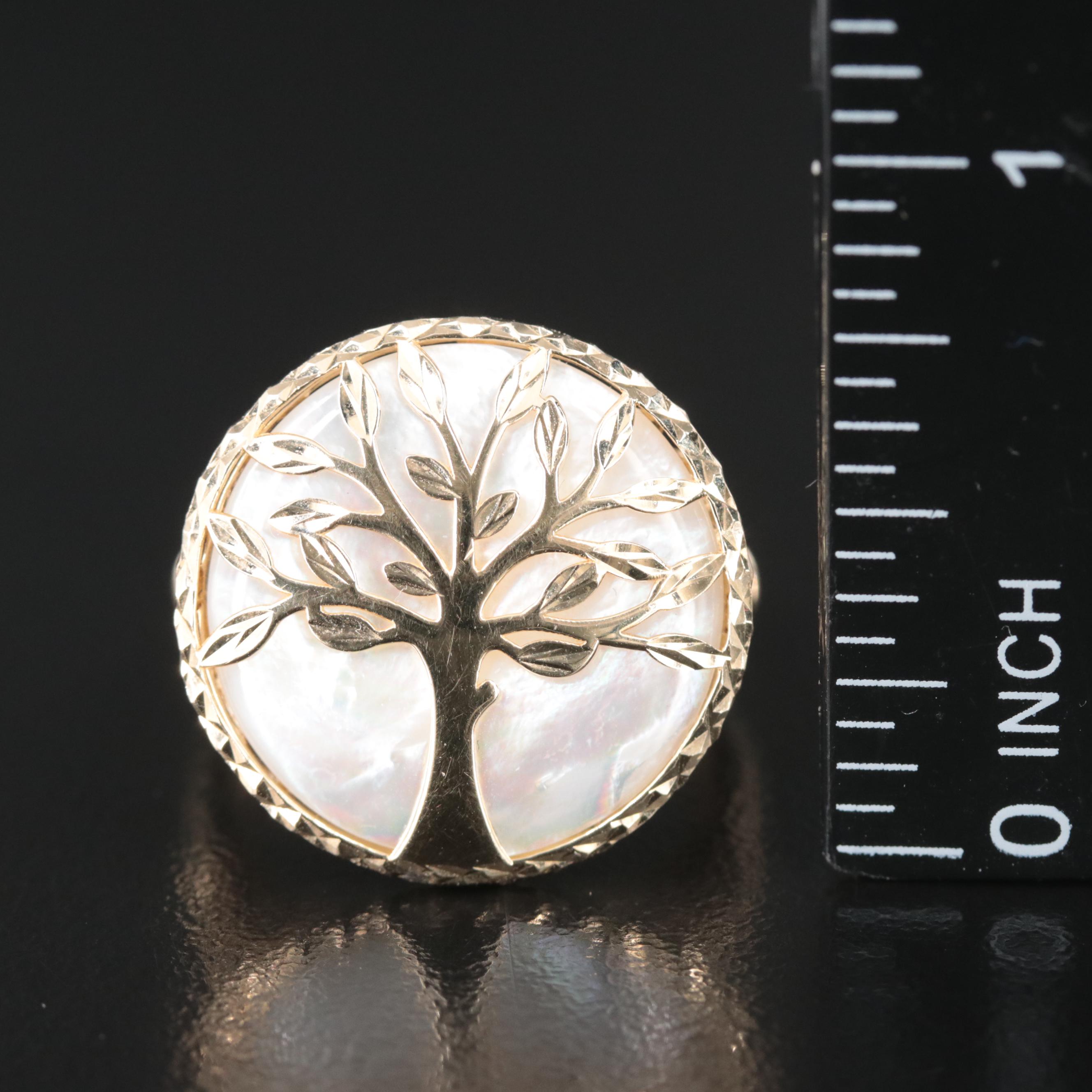 14K Mother-of-Pearl Tree of Life Ring