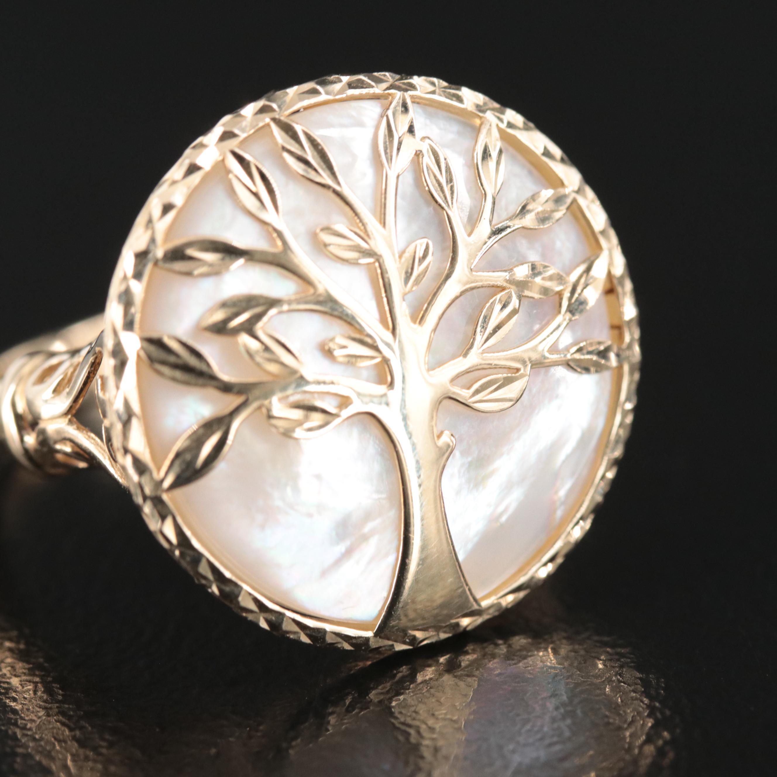 14K Mother-of-Pearl Tree of Life Ring