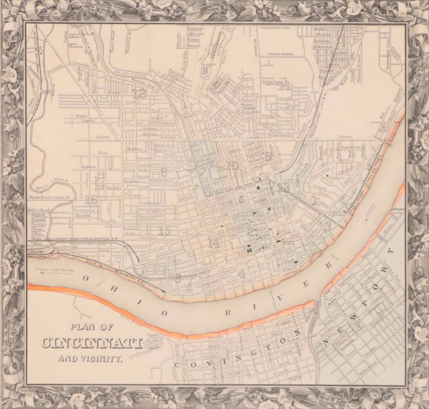 Lithograph Map "Plan of Cincinnati and Vicinity," 1860