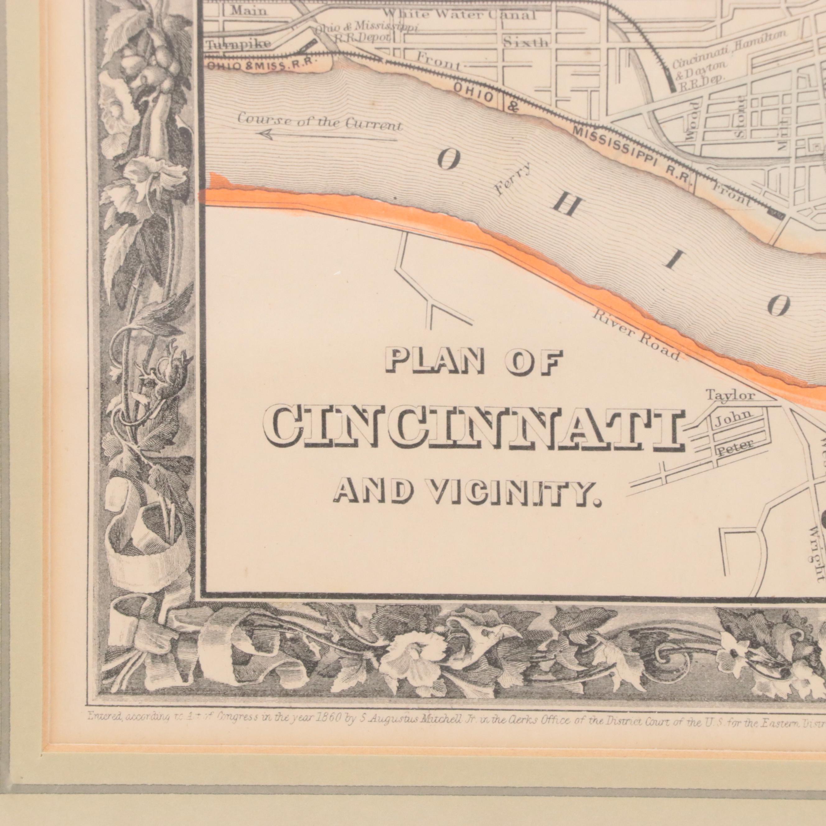 Lithograph Map "Plan of Cincinnati and Vicinity," 1860