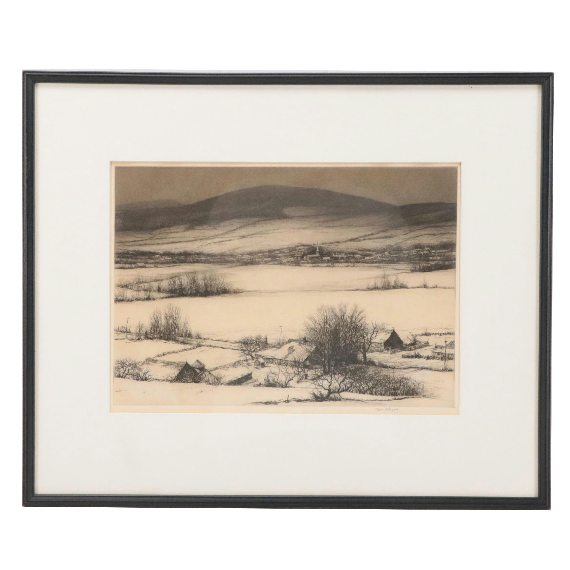 Kerr Eby Etching "Berkshire Night," Early 20th Century