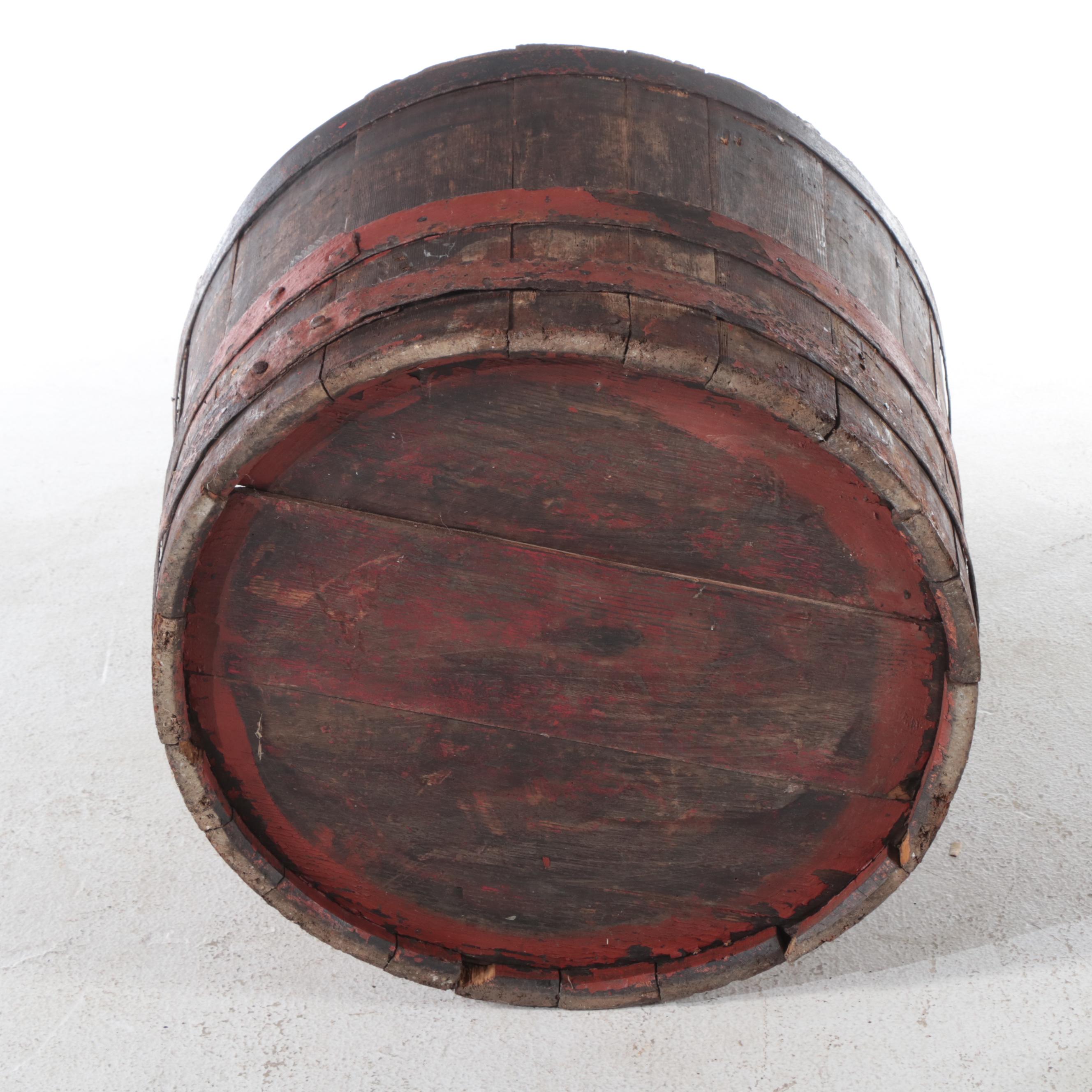 Primative Metal Banded Wood Stave Pail, 19th Century