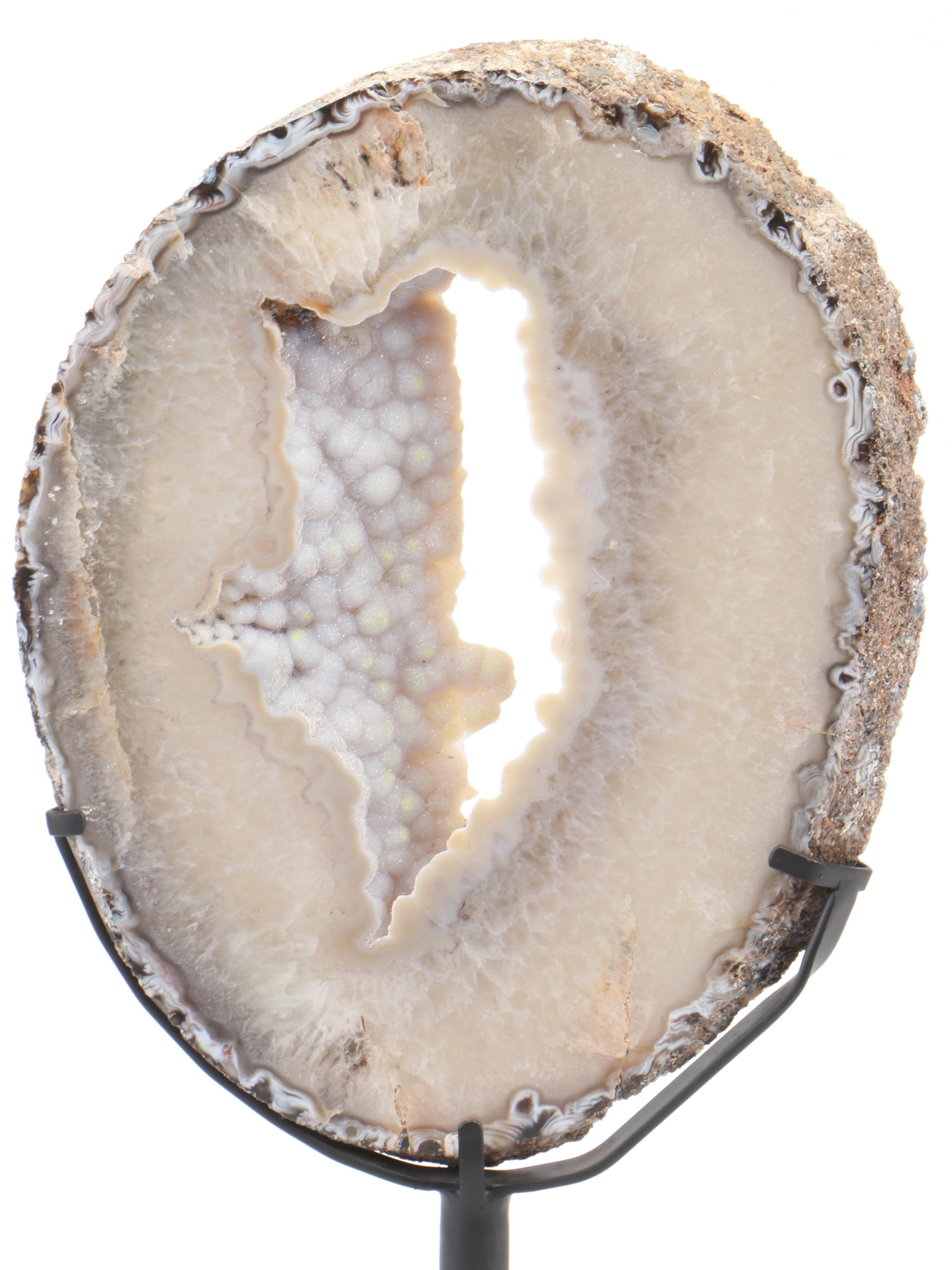 Geode Slab with Quartzite and Botryoidal Chalcedony with Stand