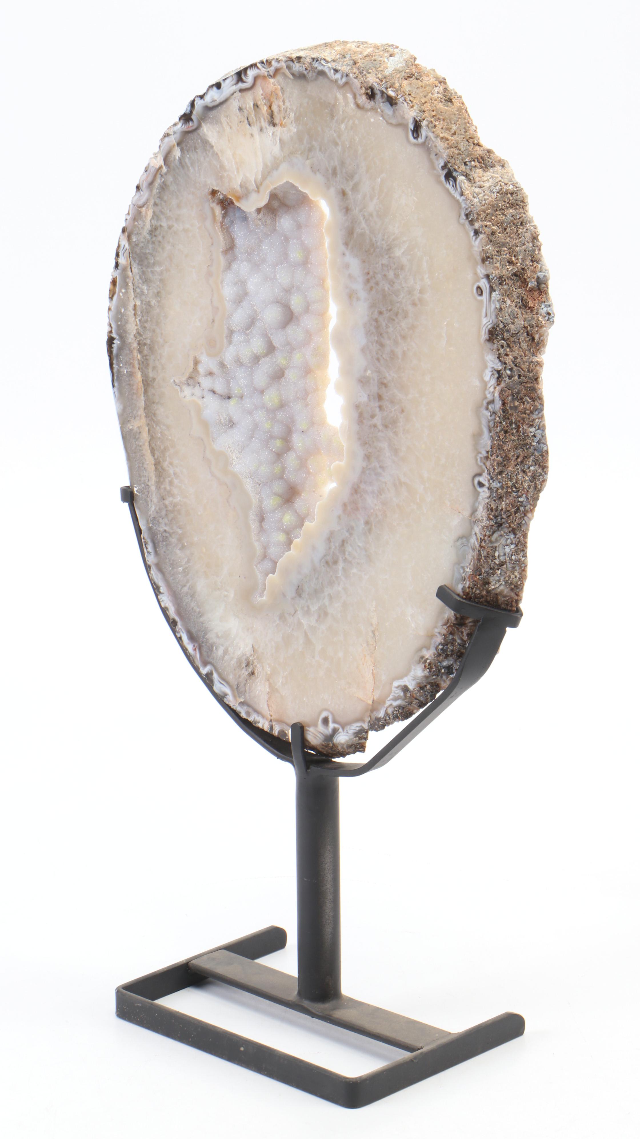 Geode Slab with Quartzite and Botryoidal Chalcedony with Stand