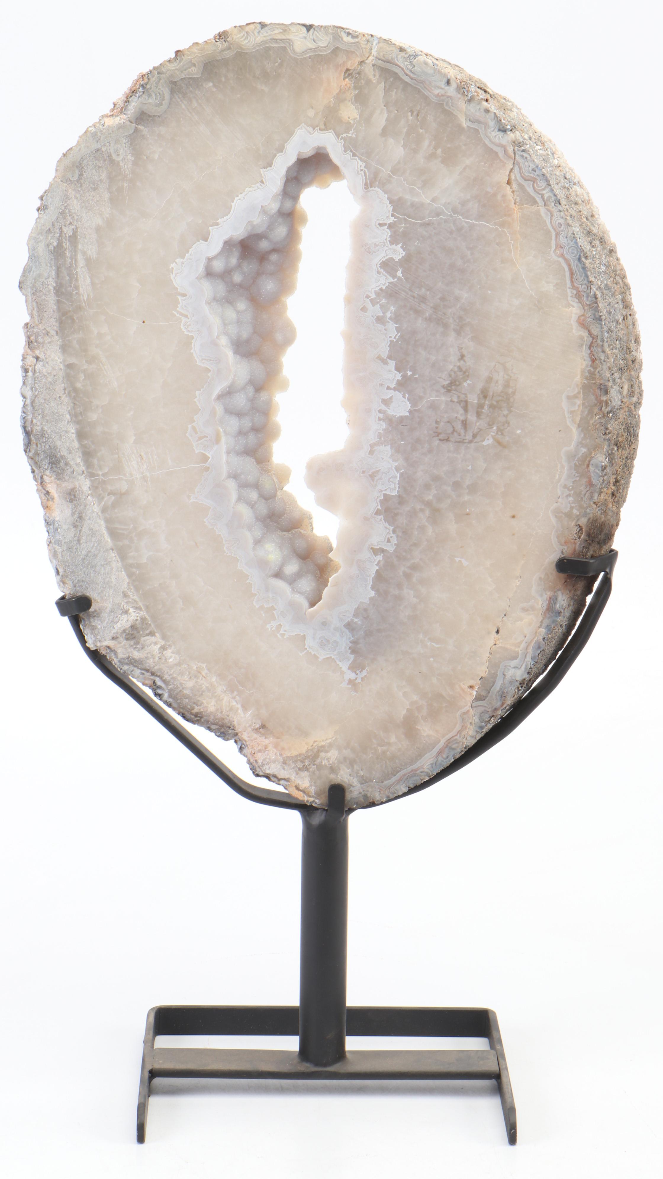 Geode Slab with Quartzite and Botryoidal Chalcedony with Stand